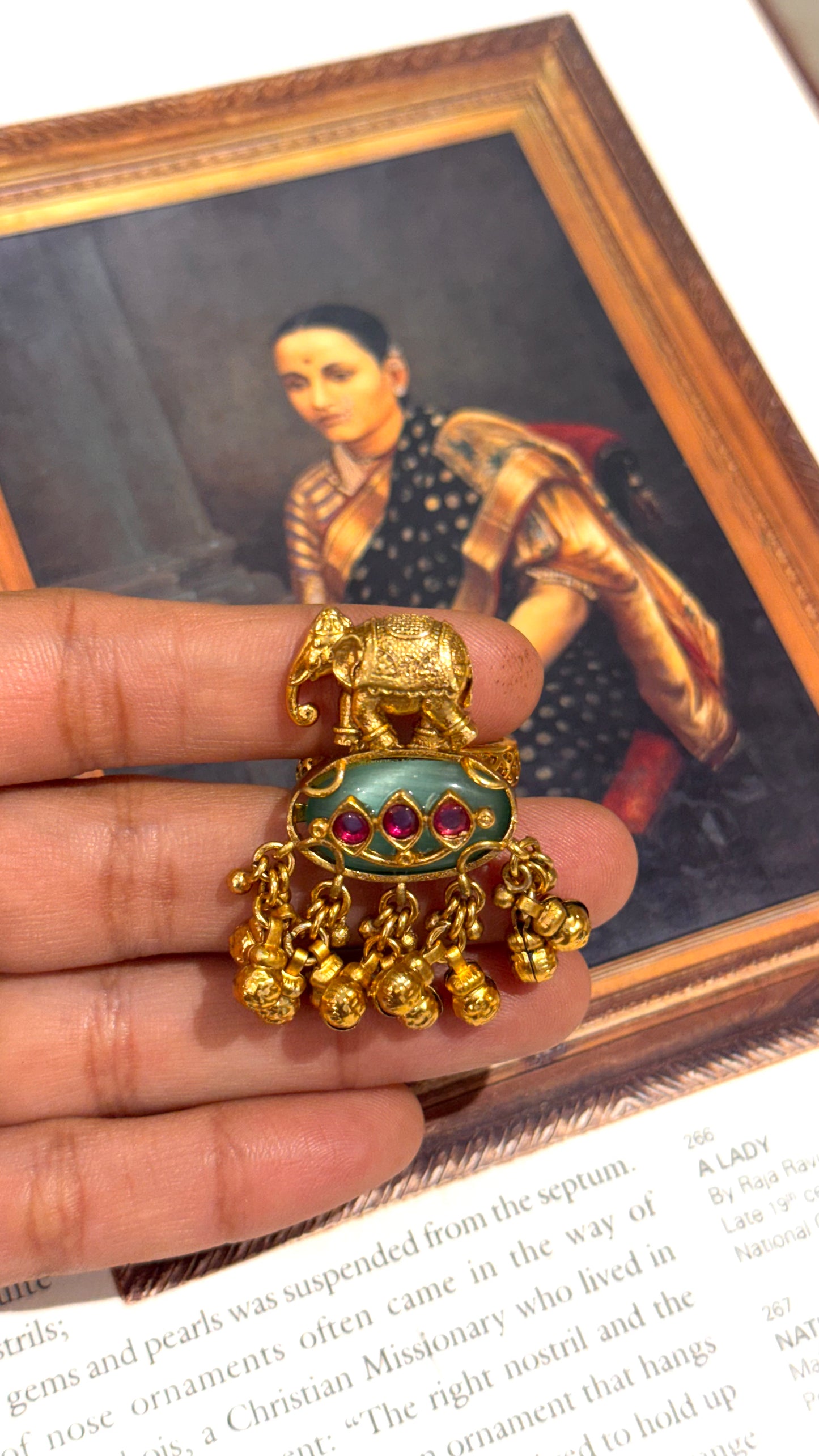 Gajanand rajwada ring with gold hanging