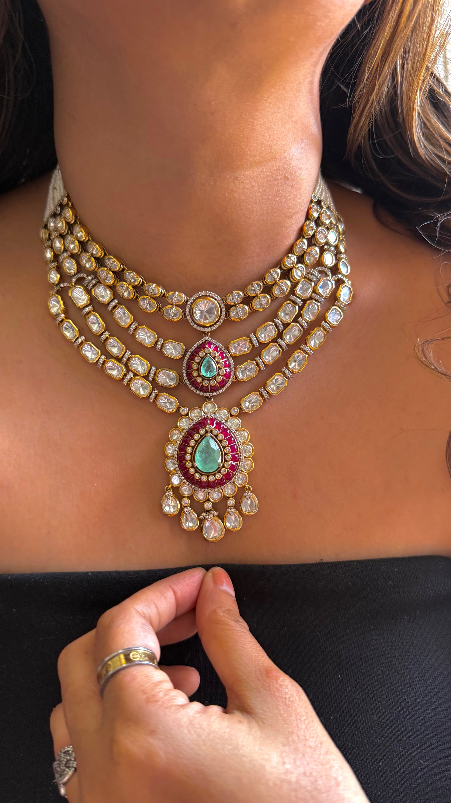 Mint & Ruby five layer Polki set