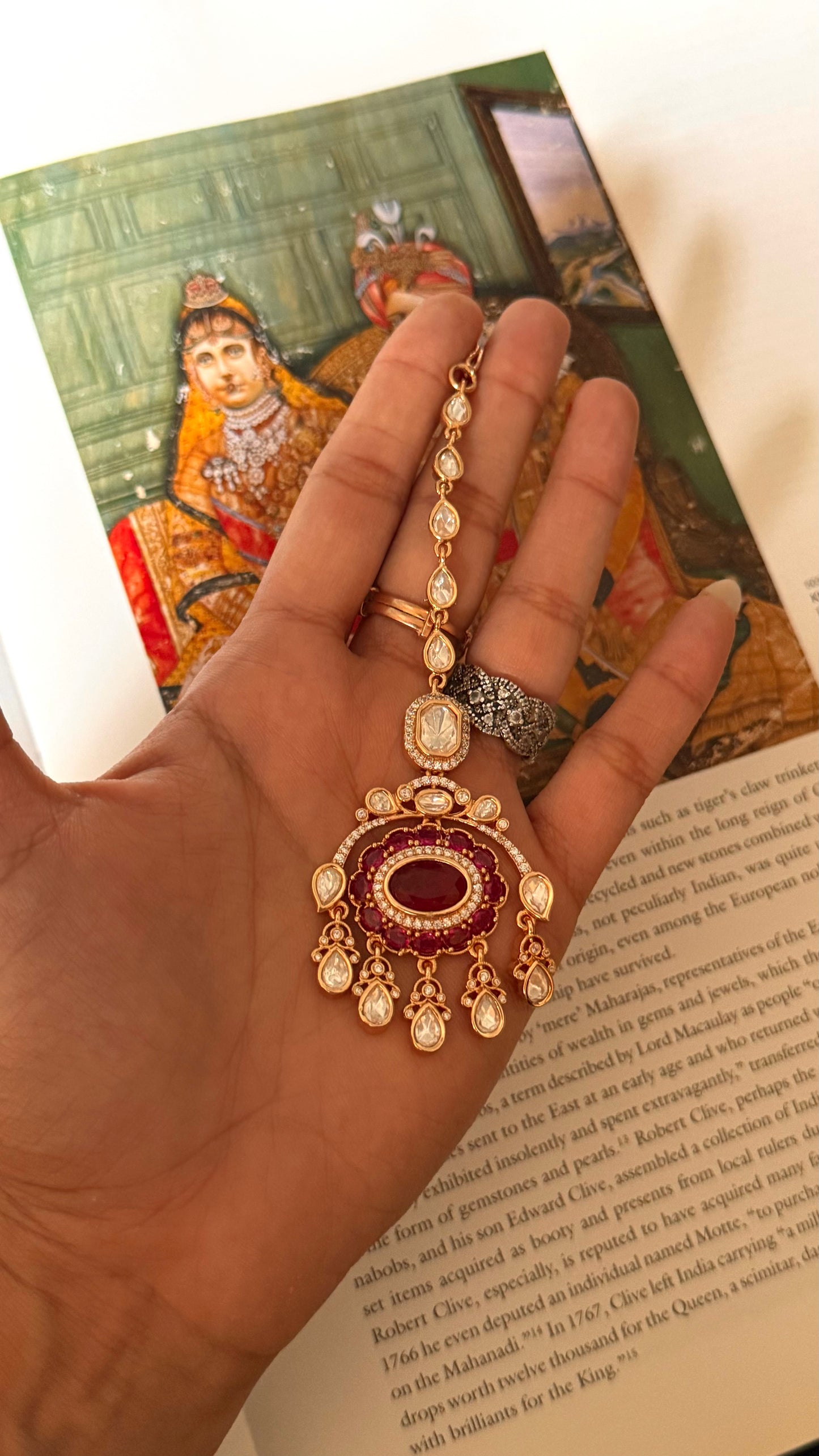 Ruby doublet moissanite maangtika