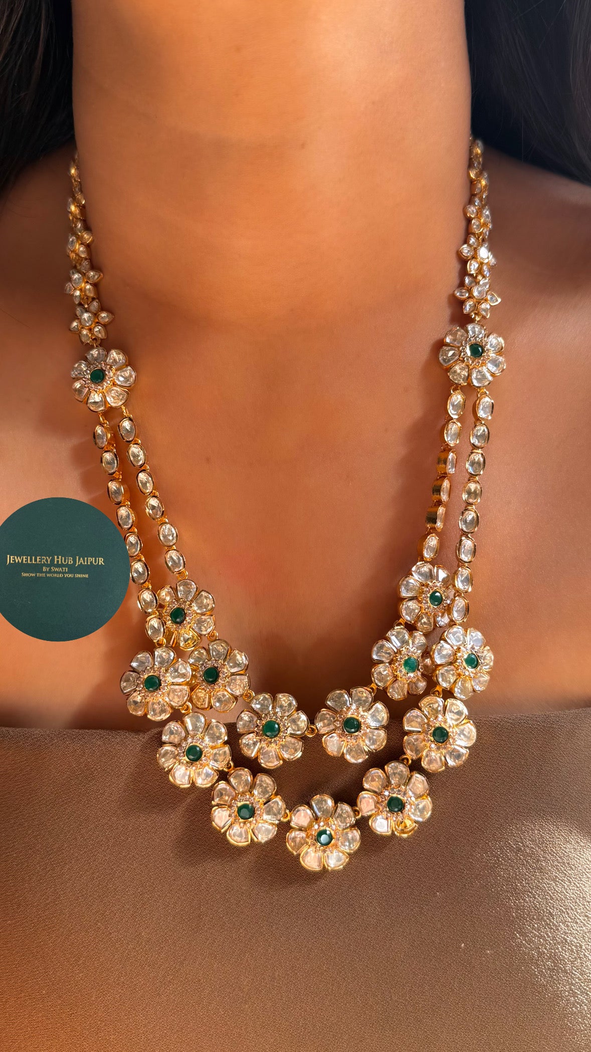 Real moissanite heritage long necklace set