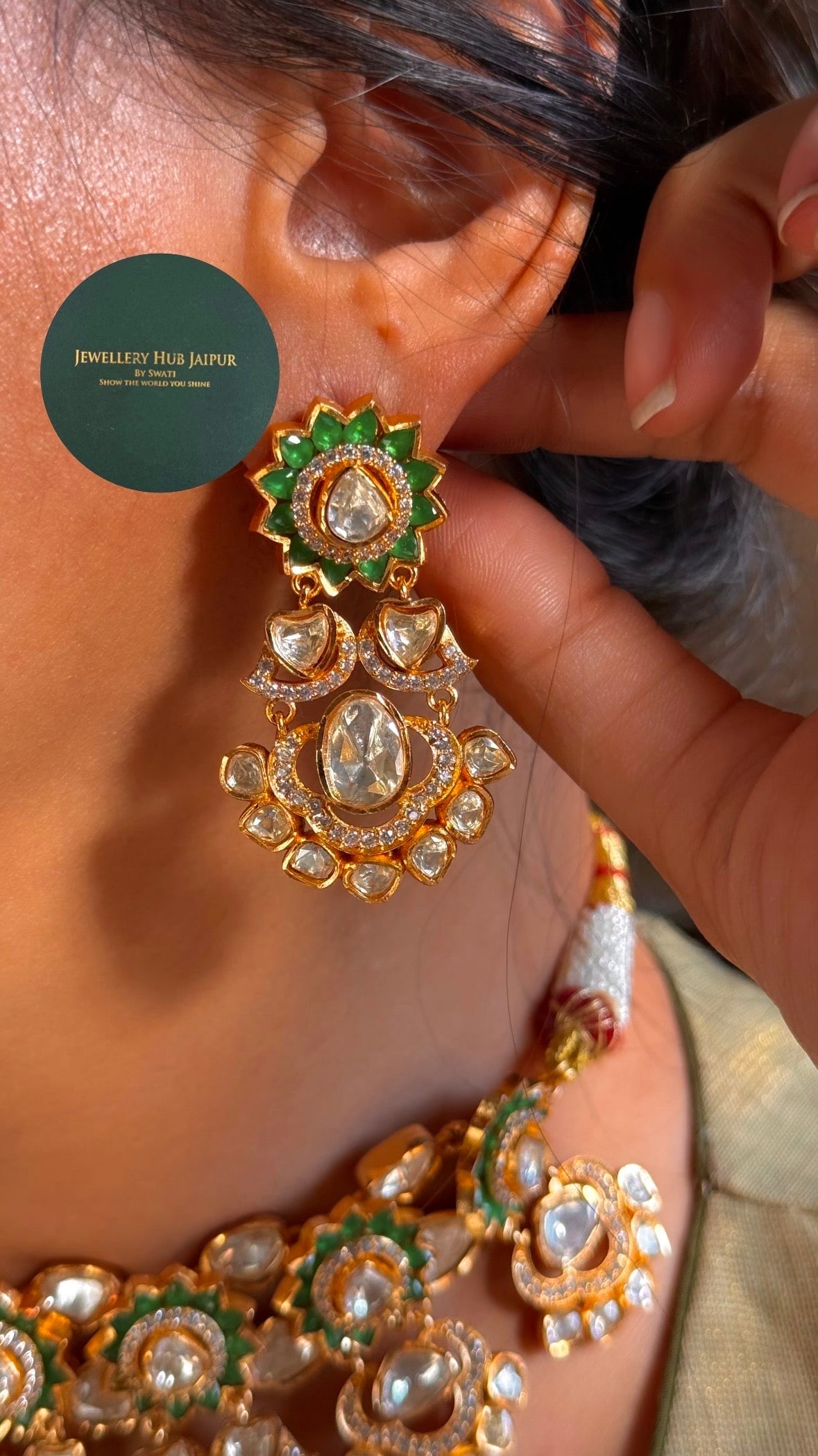 Panna choker with long pendant set combo