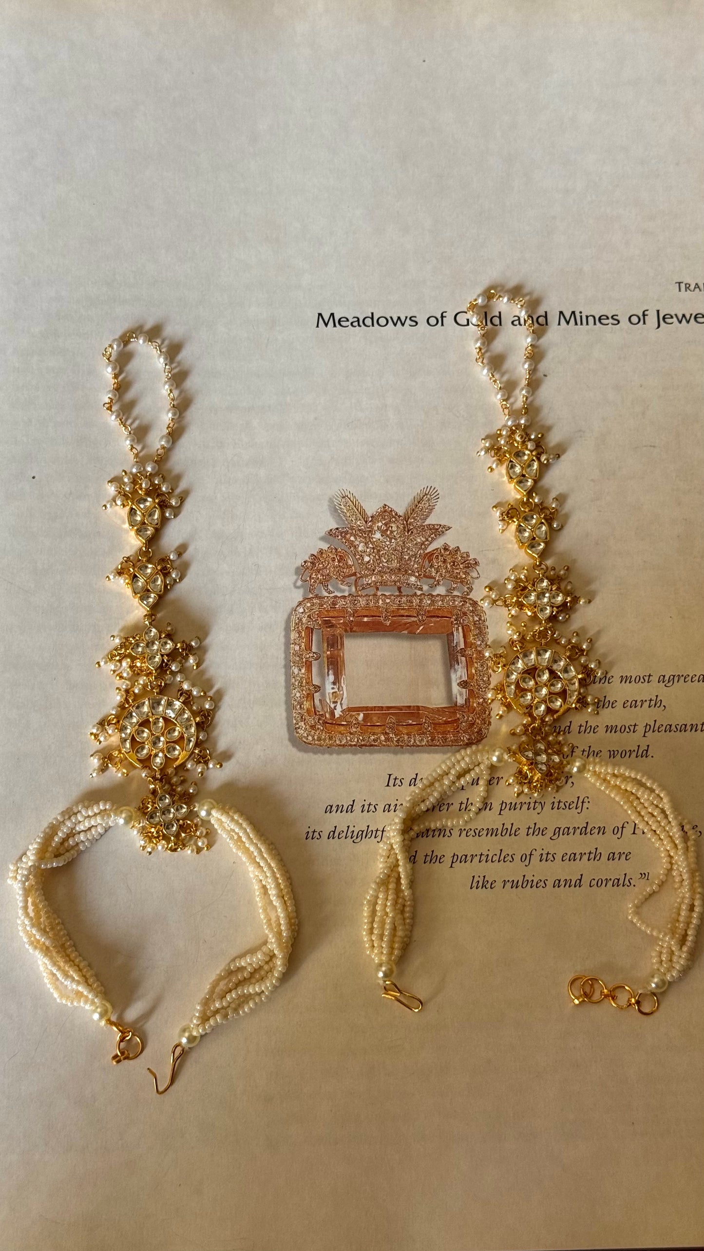 Gold plated paachi Kundan hathphool