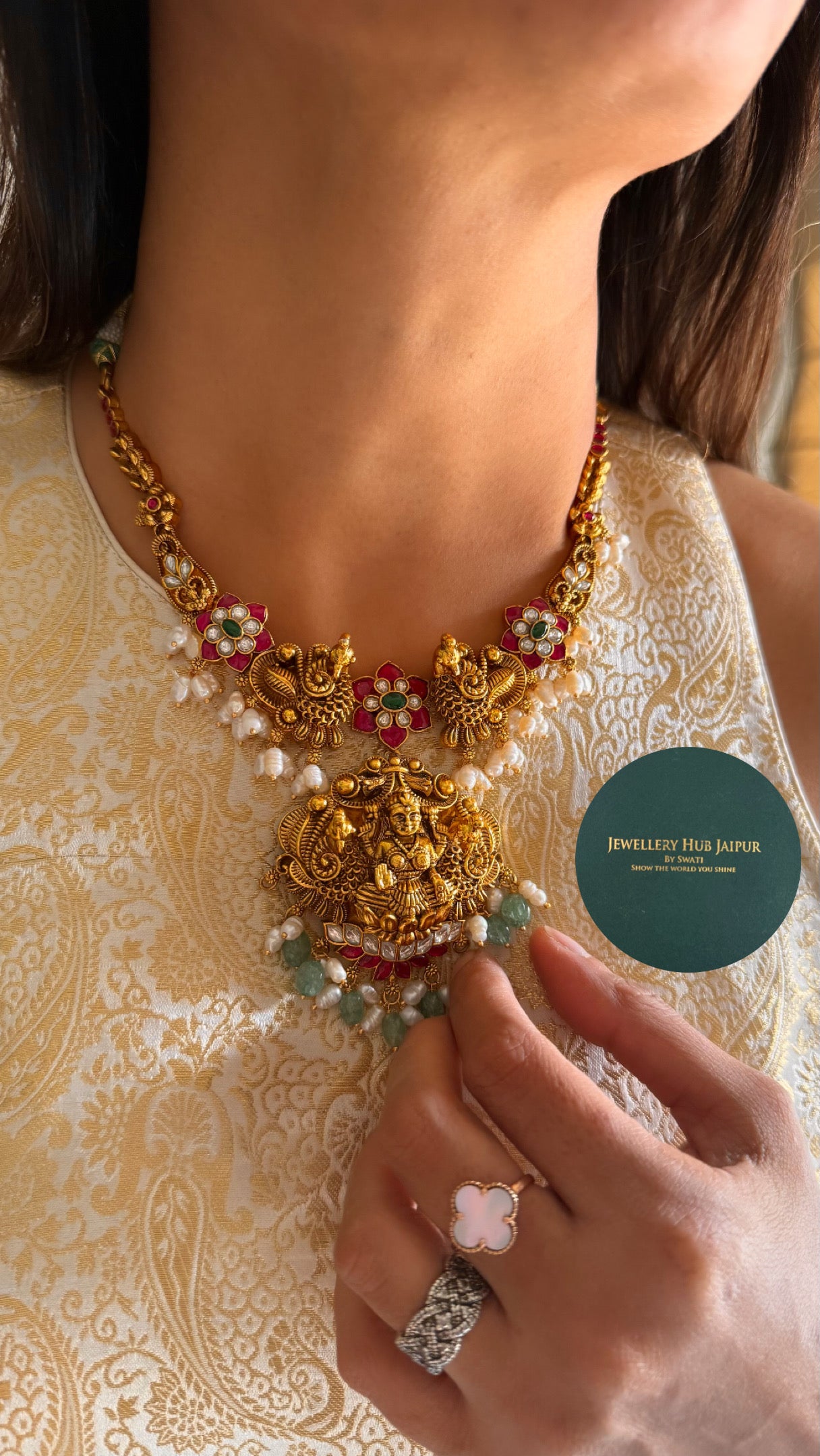 goddess Laxmi Kemp floral necklace
