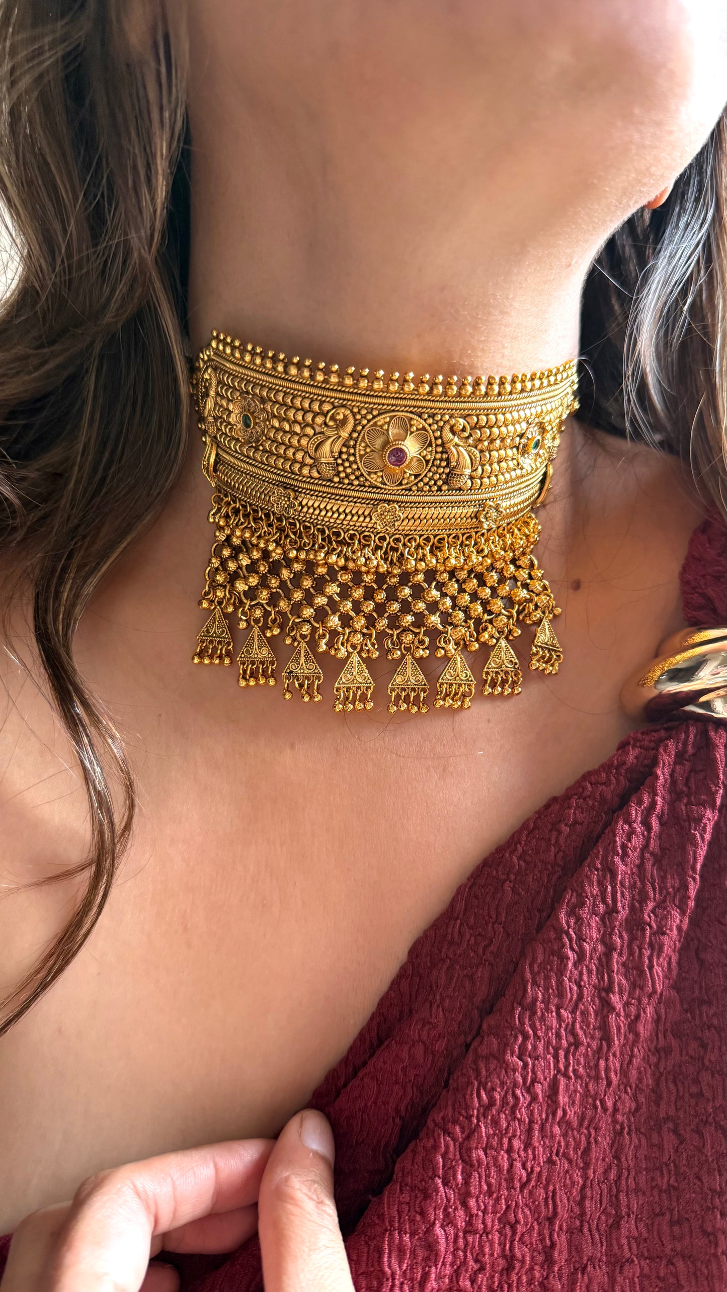 Rajwada peacock nakshi add with jhumki detailing