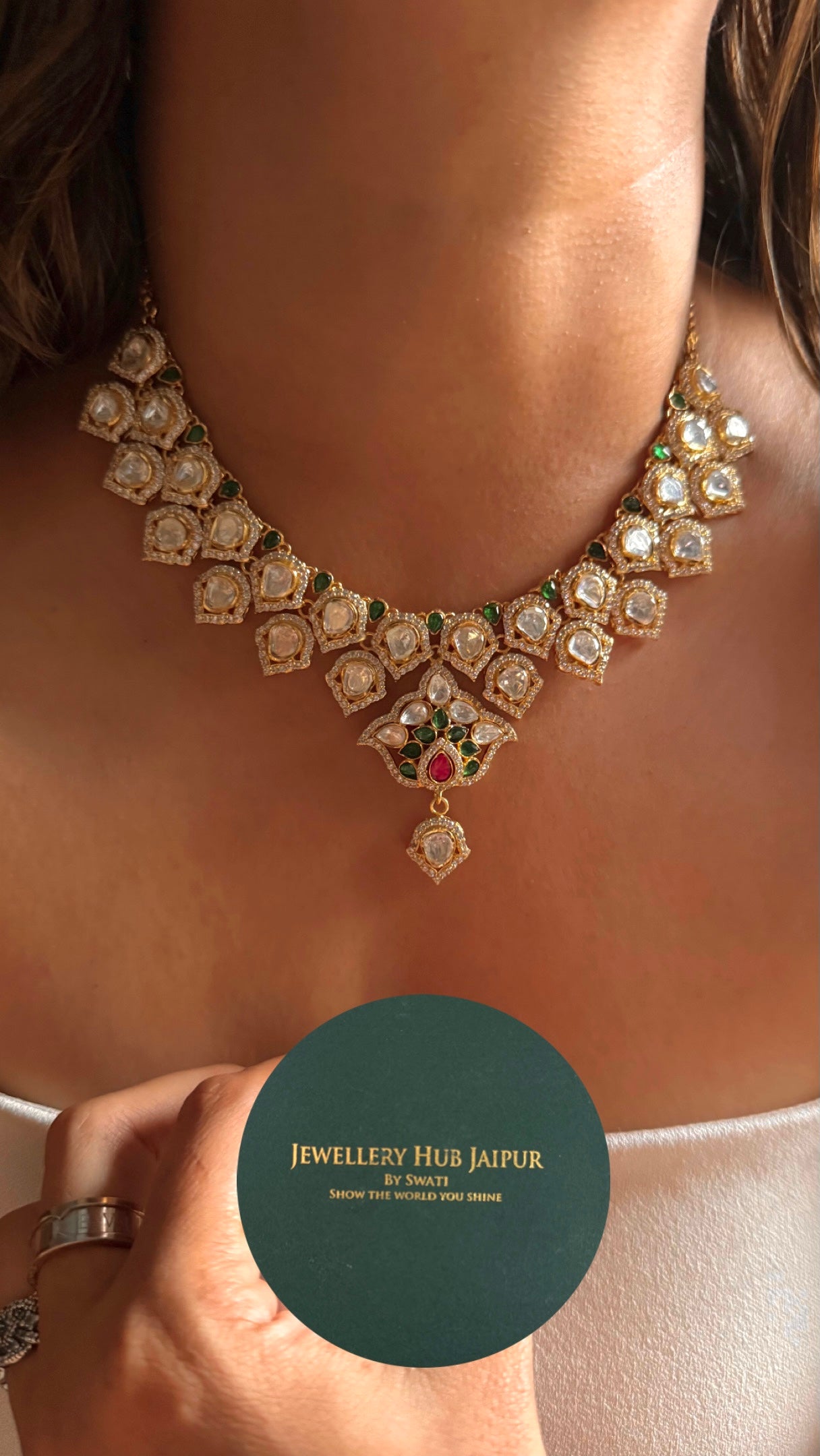 Real moissanite paan kundan Necklace