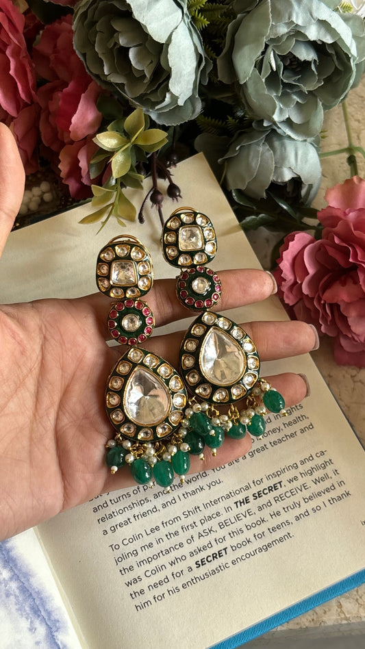 Emerald ruby meenakari danglers