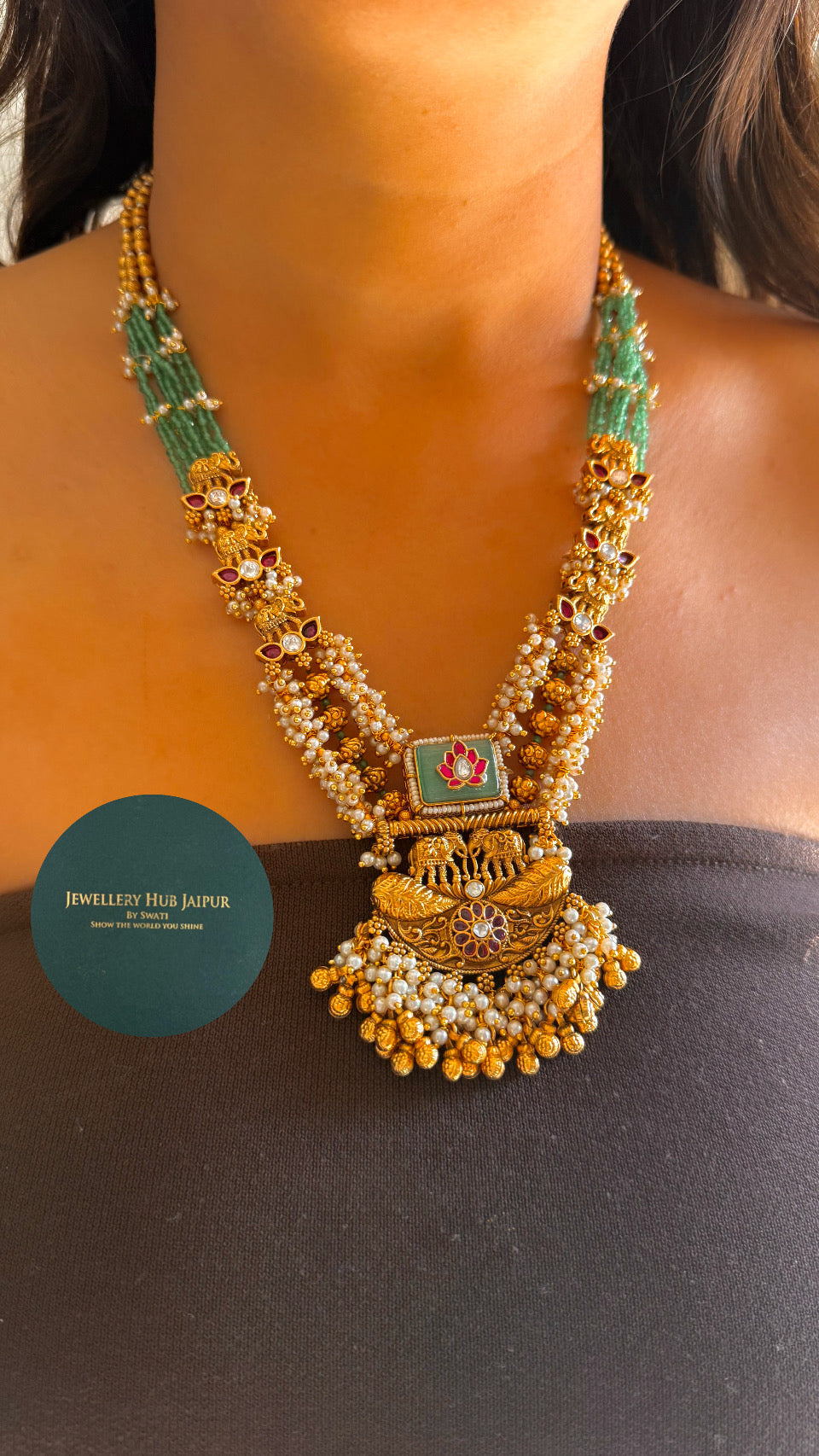 Royal long heritage necklace with inlay designer nakashee