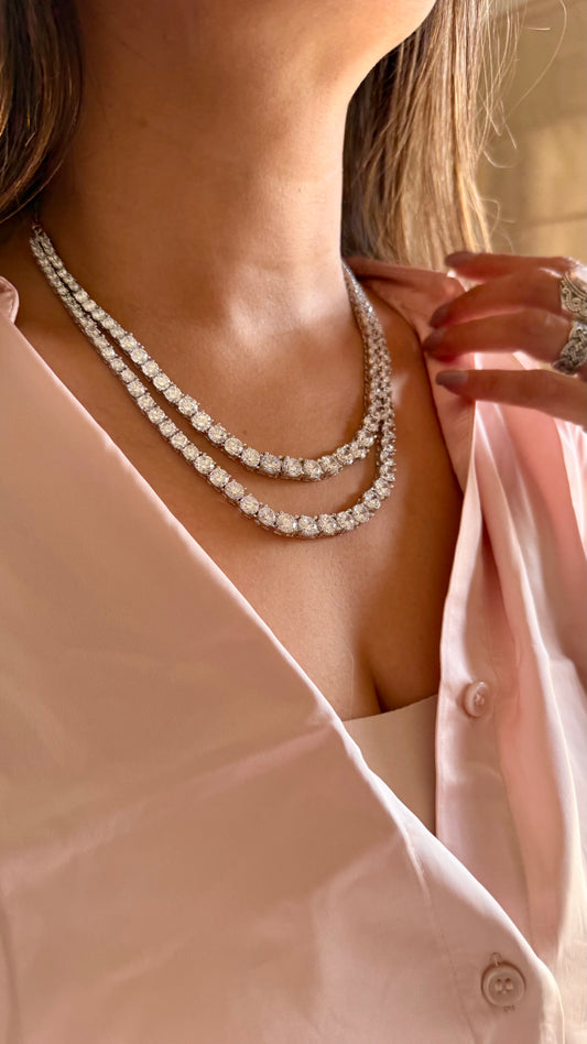 Dual layered diamond necklace