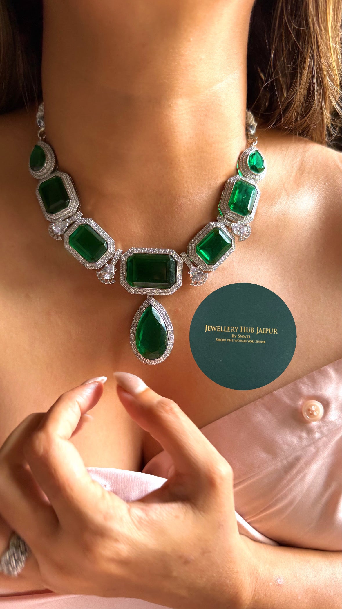 Emerald doublet with drop shape cocktail set