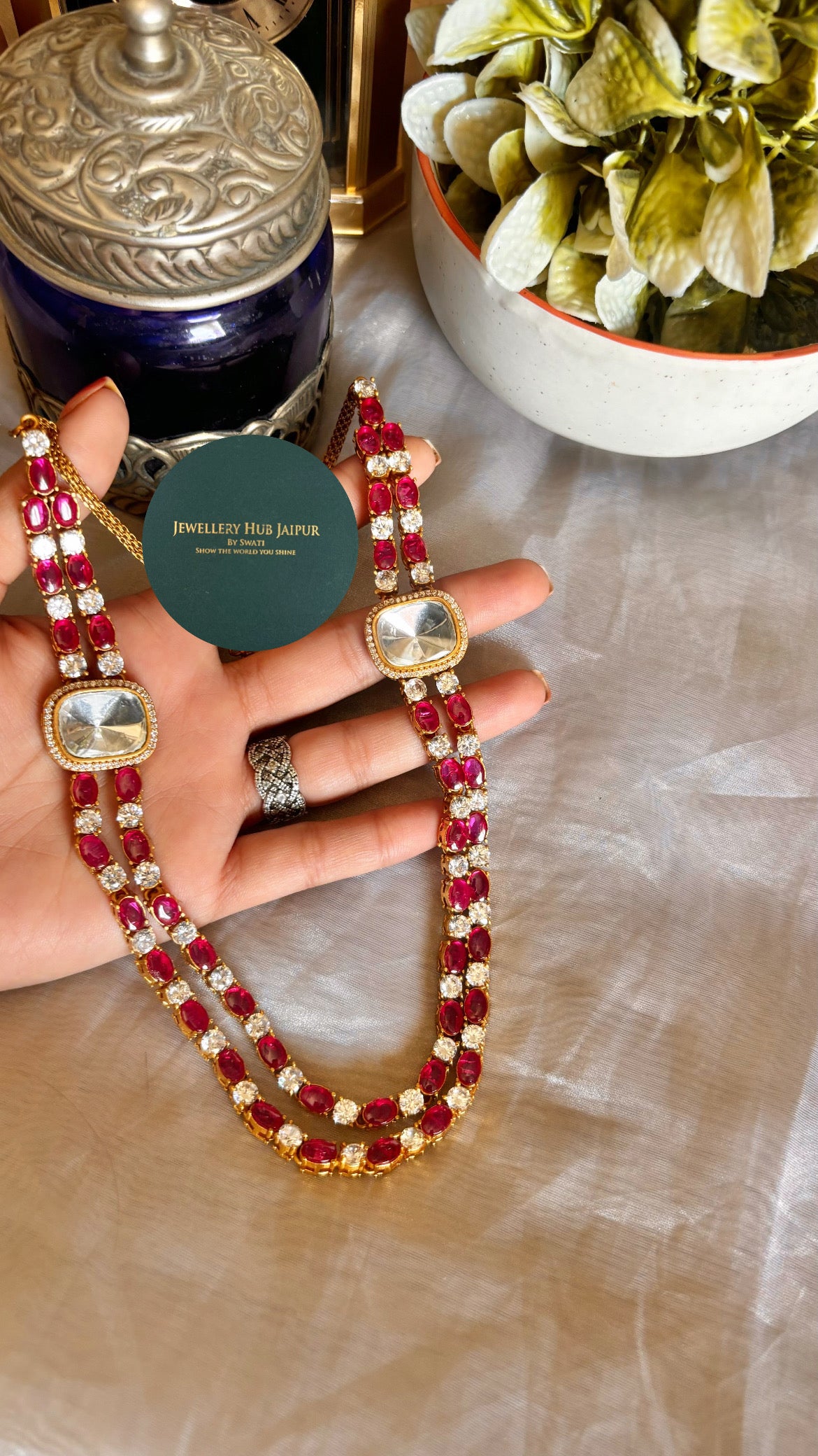 Damyanti Ruby polki necklace with earrings