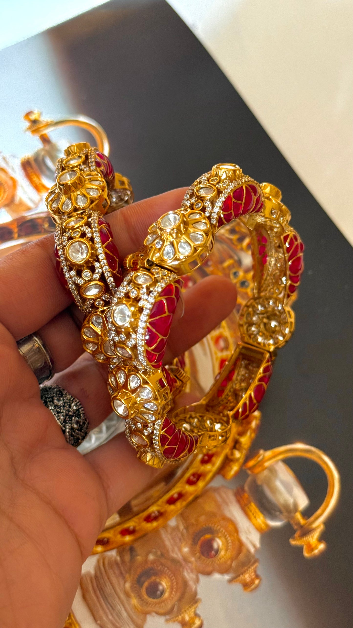 Takkar work bangdi style peeli polki designer bangles