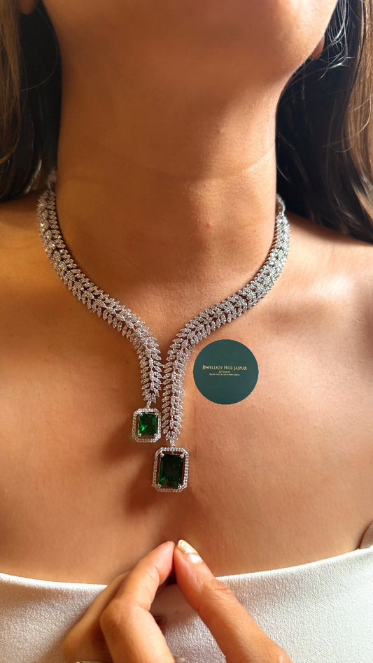 Emerald doublet cocktail design diamond collar set