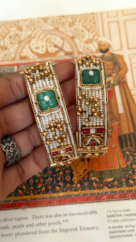 Mint floral & rani pink rajwada openable bangle