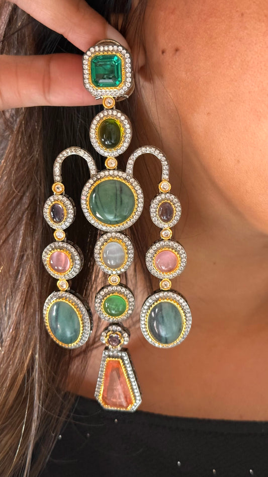 Sabya inspired cocktail navratna danglers