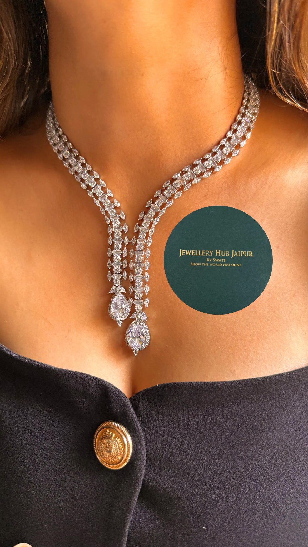 Cz diamond cocktail collar set