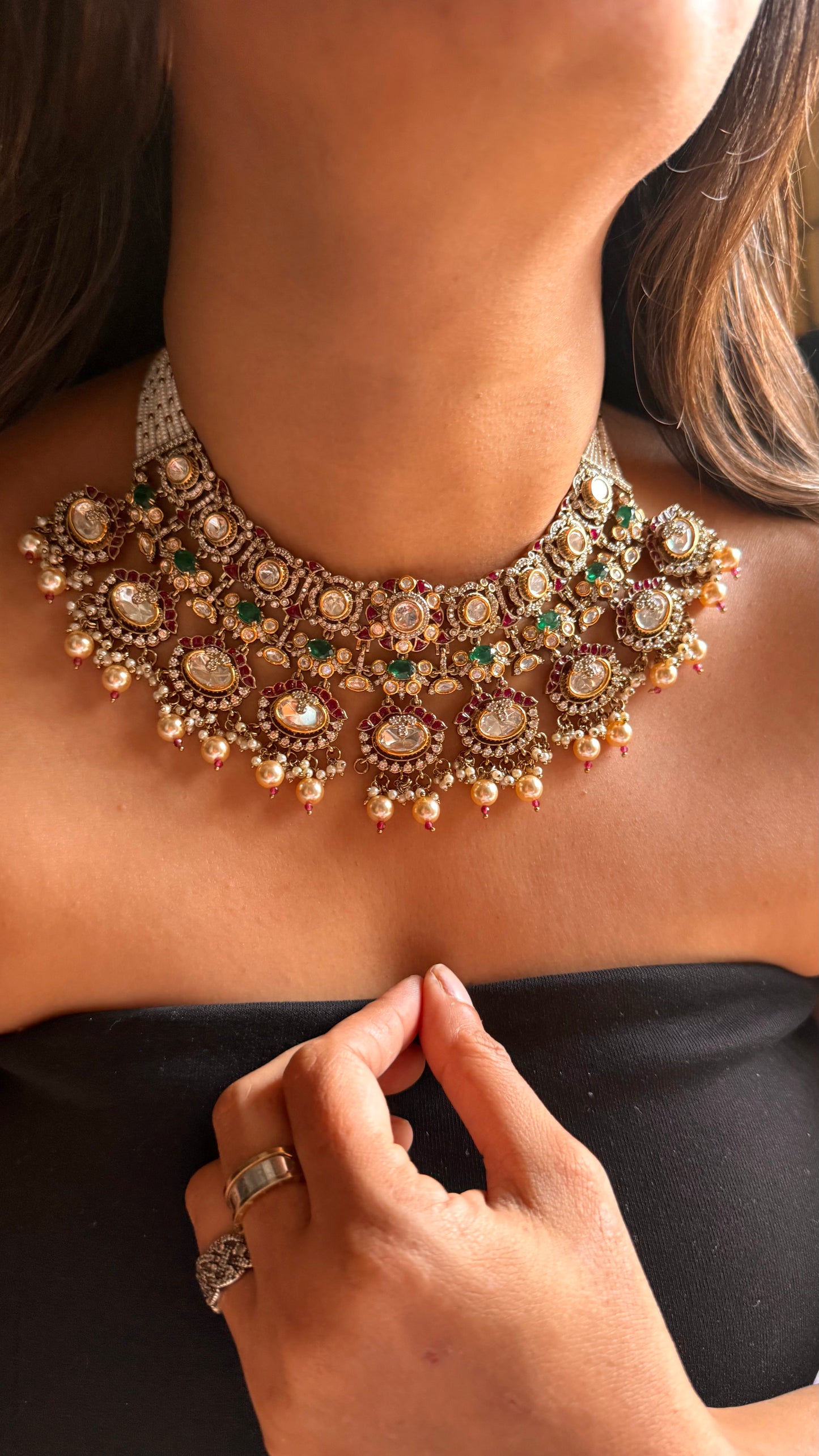 emerald Vintage rajwada necklace sets with jhumki