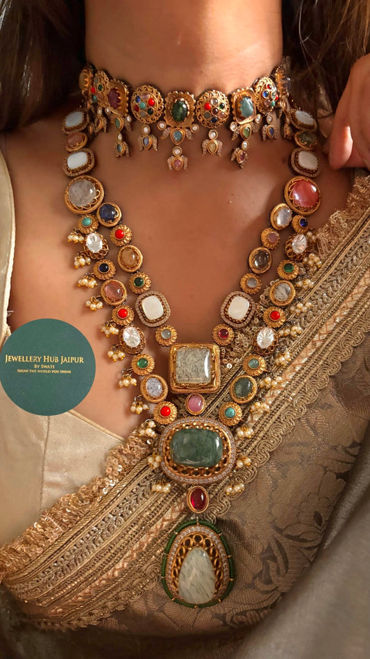 Sabhyasachi inspired with natural stone combo Necklace