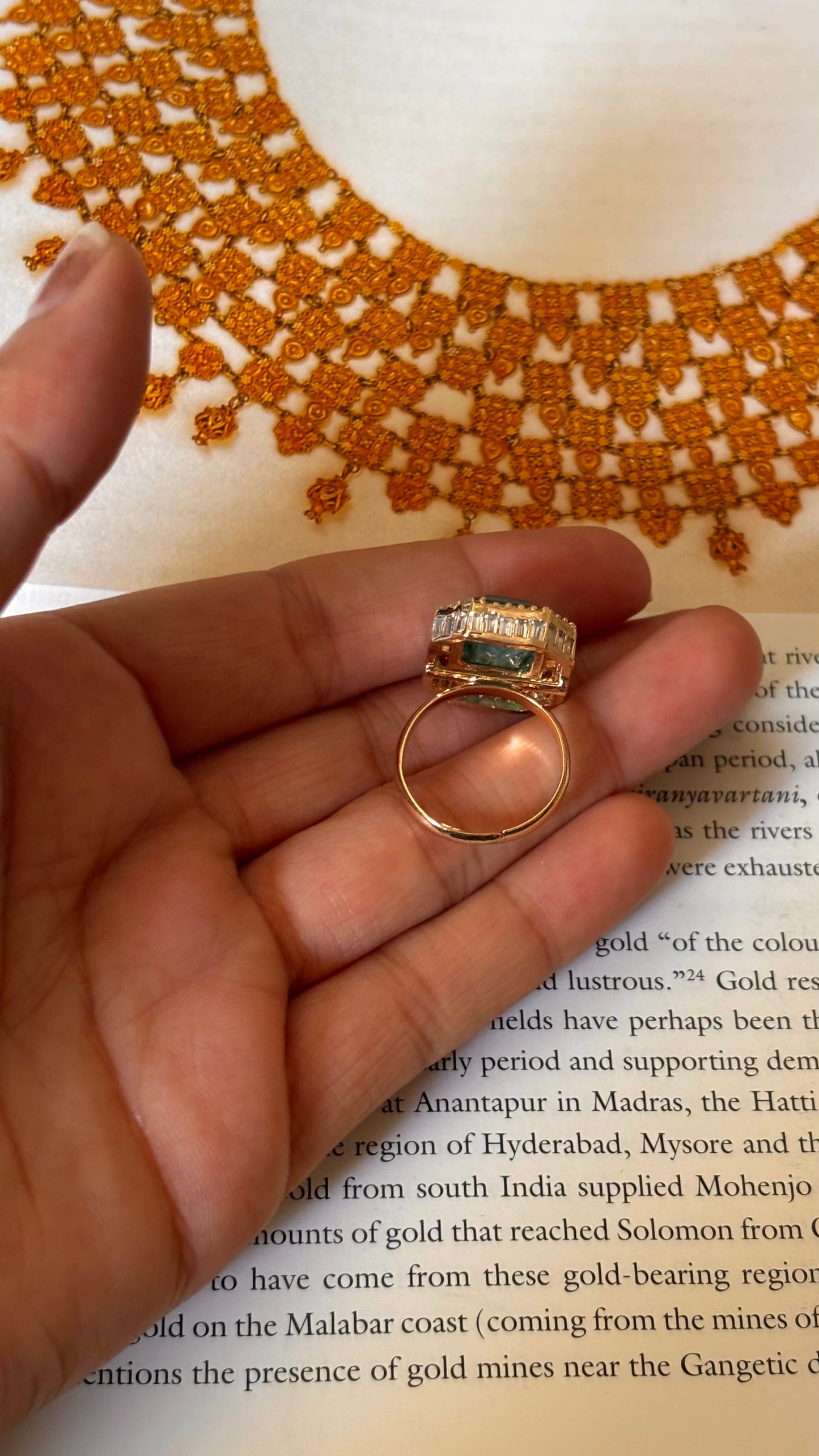 Emerald square shape adjustable ring