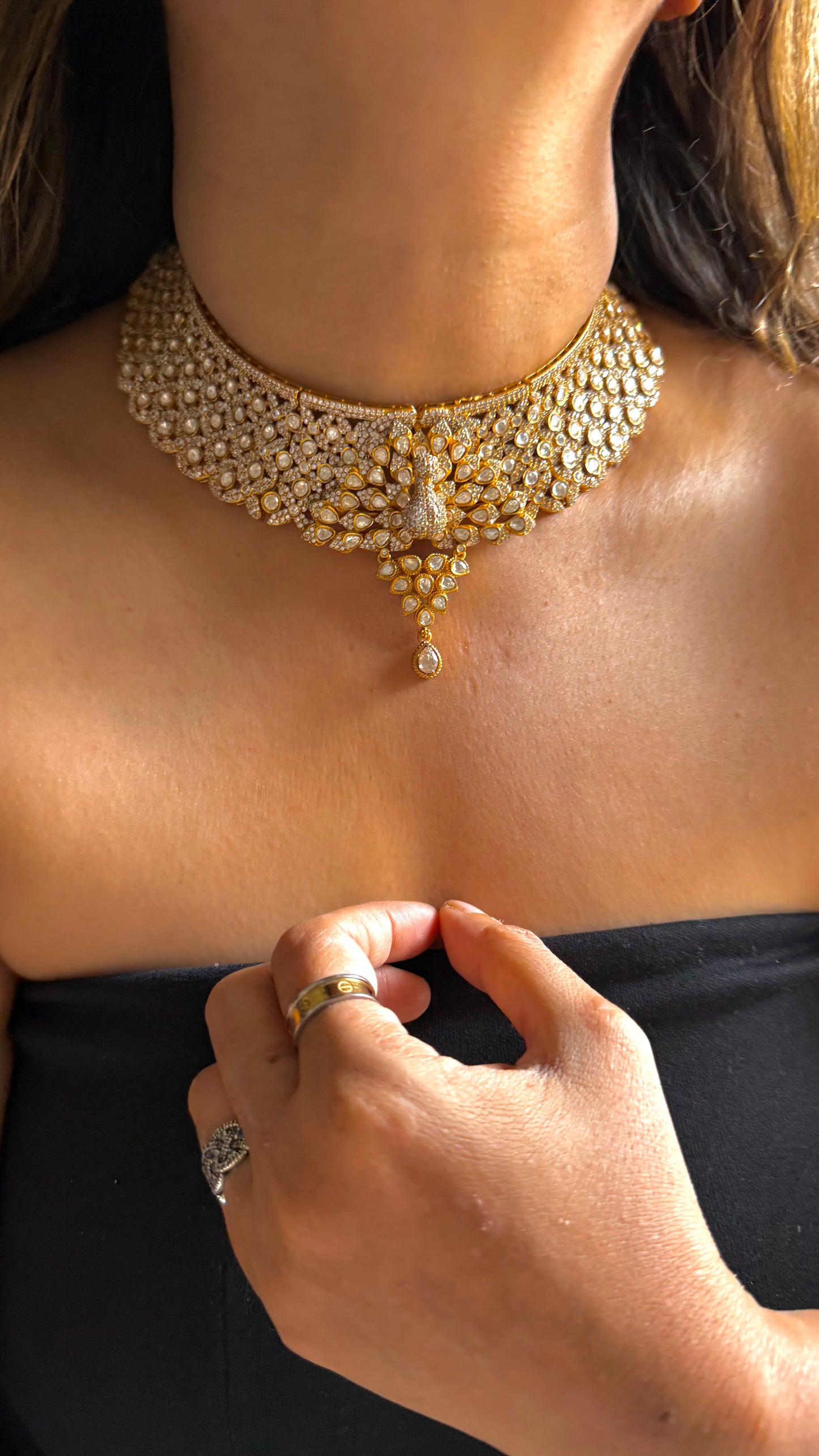 HazooriLal inspired Real Moissanite Polki Choker Necklace