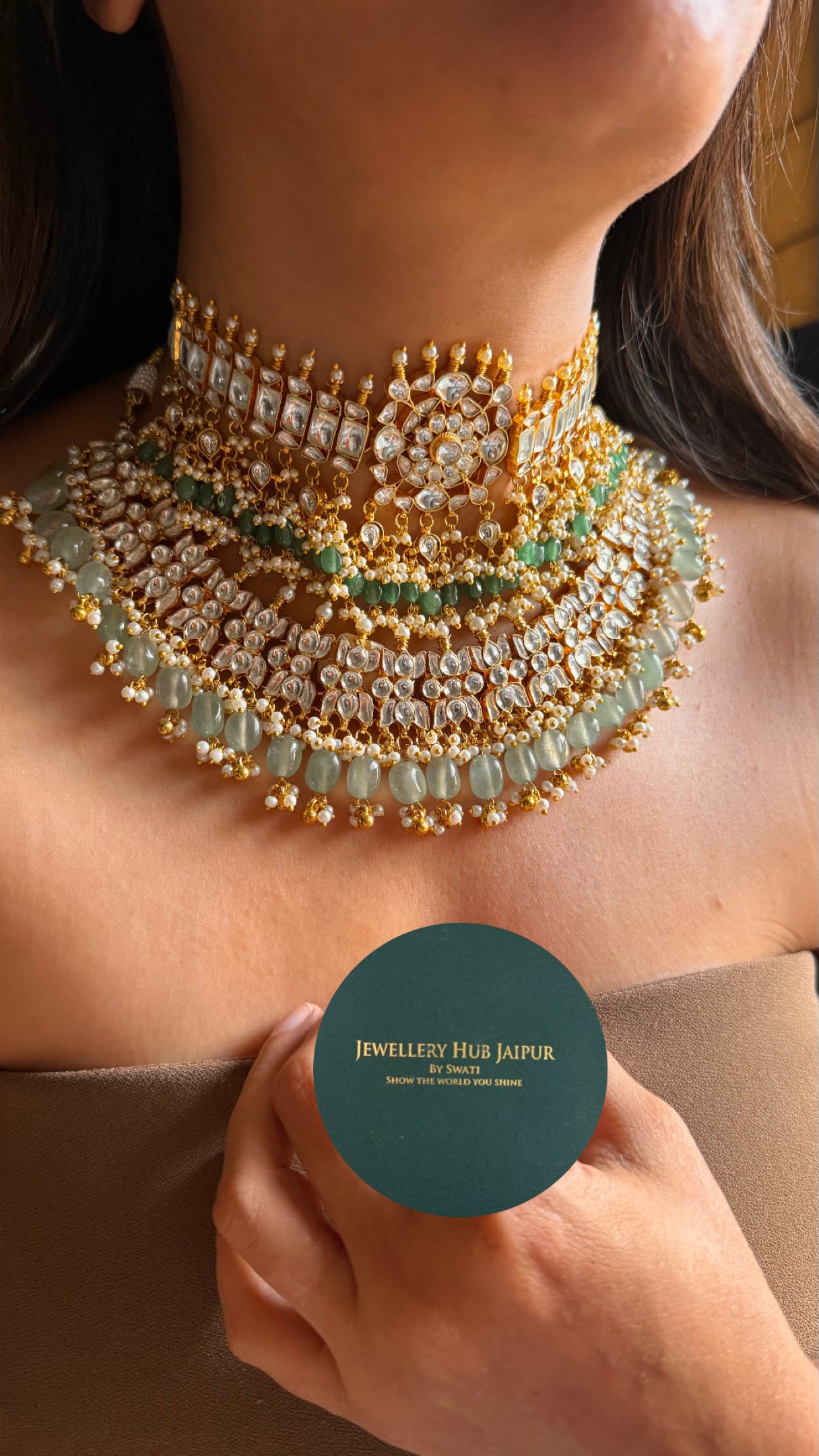 Bridal asia paachi kundan handmade real strawberries Necklace combo