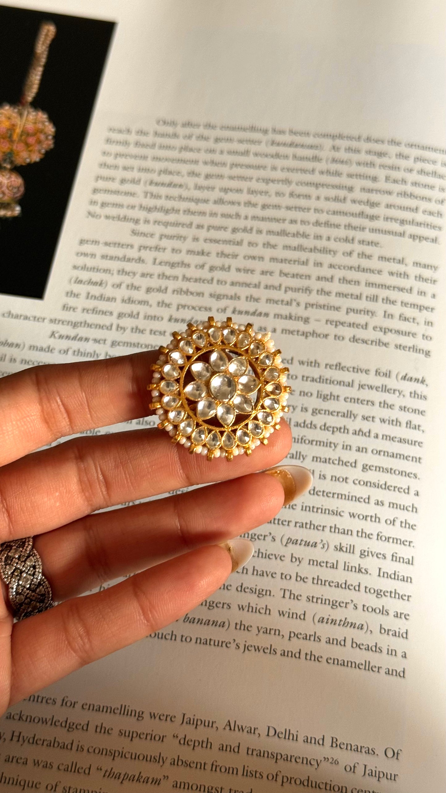 Paachi Floral kundan adjustable ring