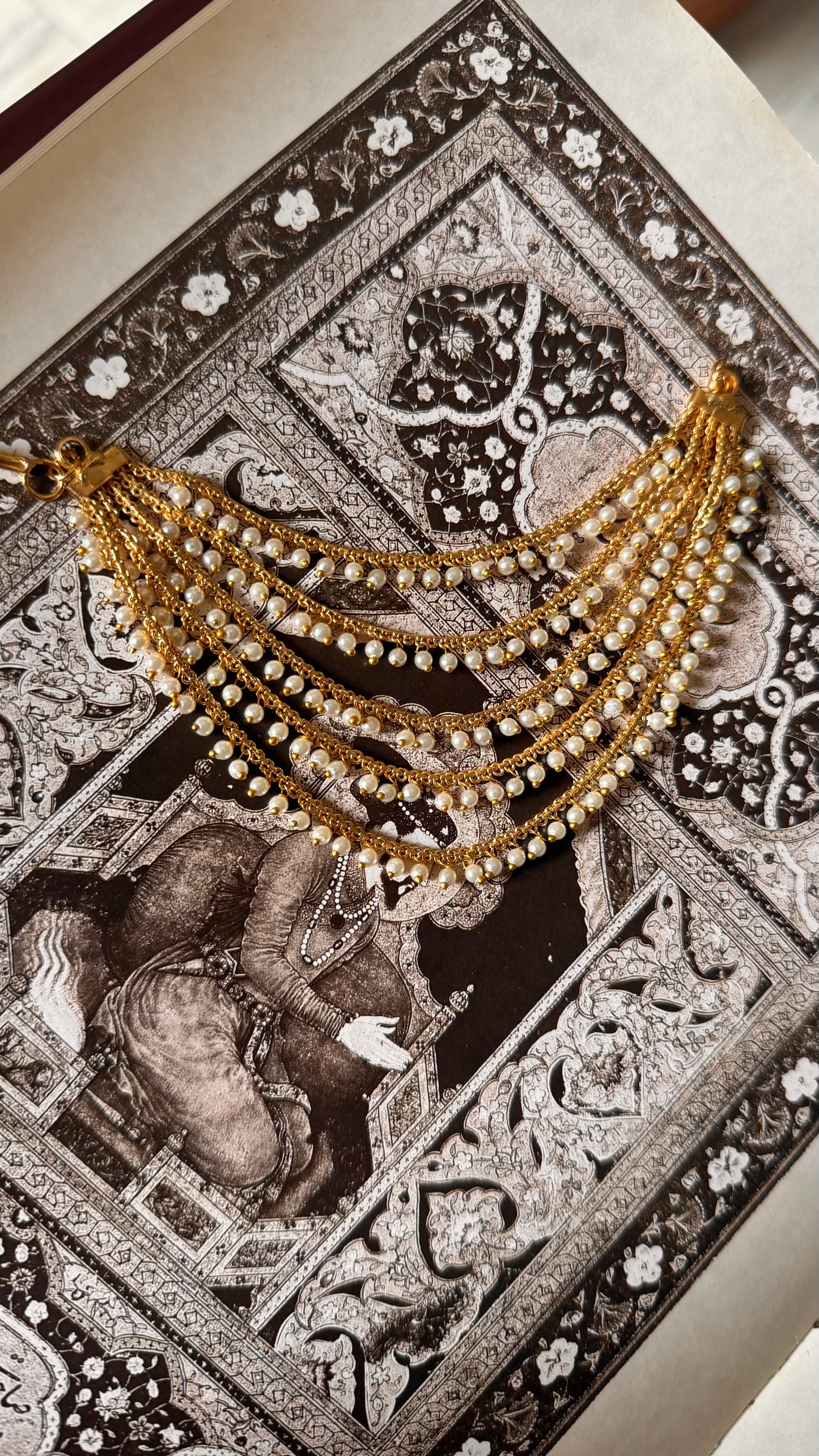 5 layer pearl drop ear chain