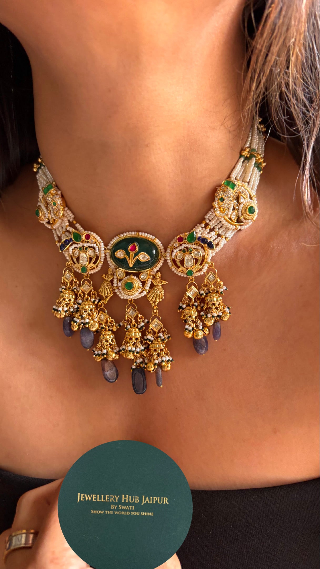Emerald inlay heritage rajwada Necklace