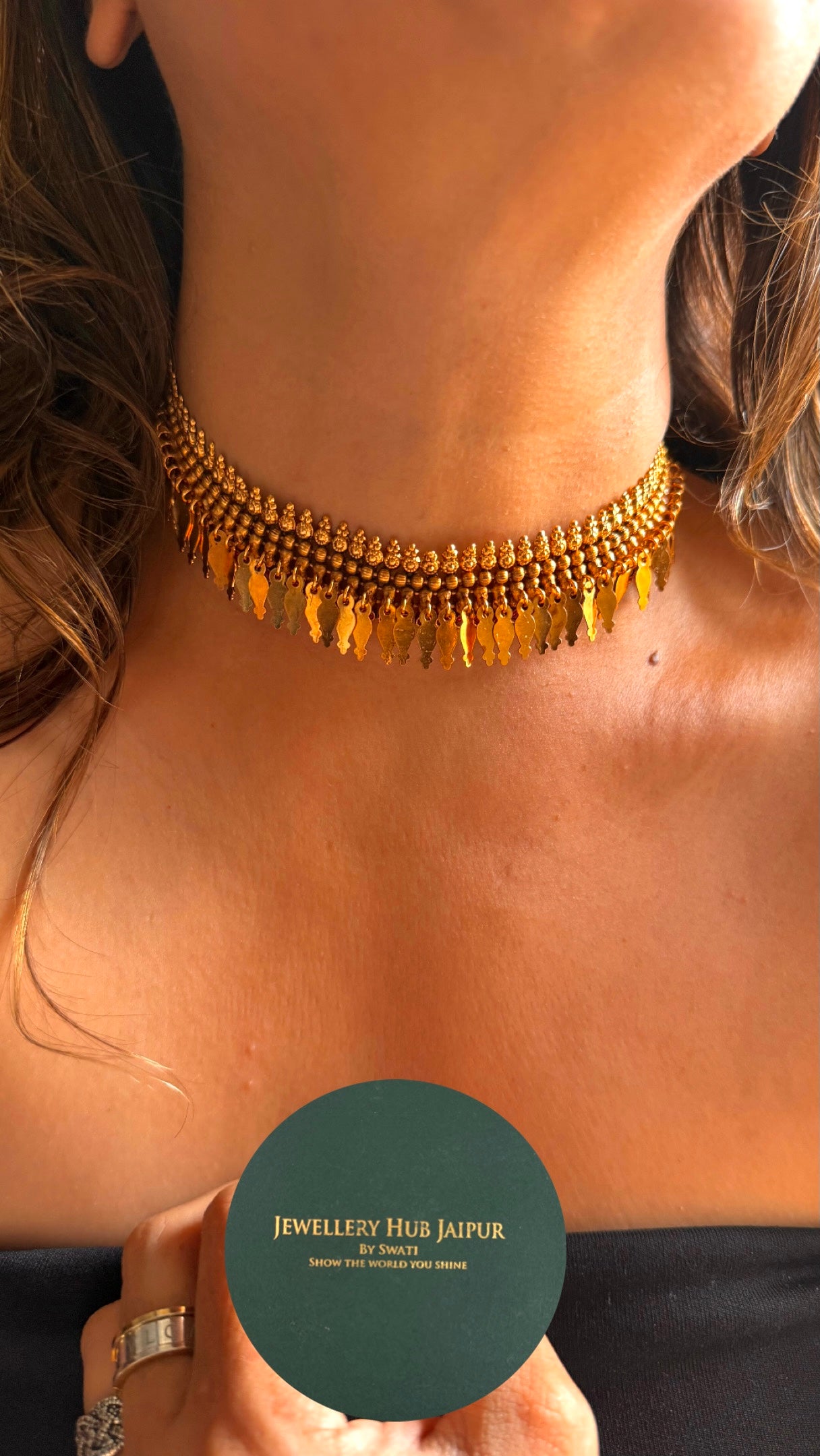 Dull Gold Jhalar Rajwada choker Necklace