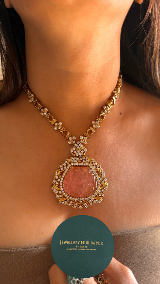 Necklace rose quartz  craving stone