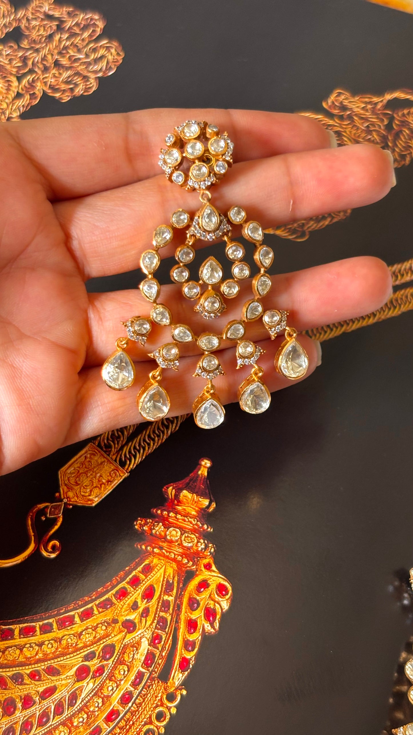 Peeli polki Moissanite Earrings