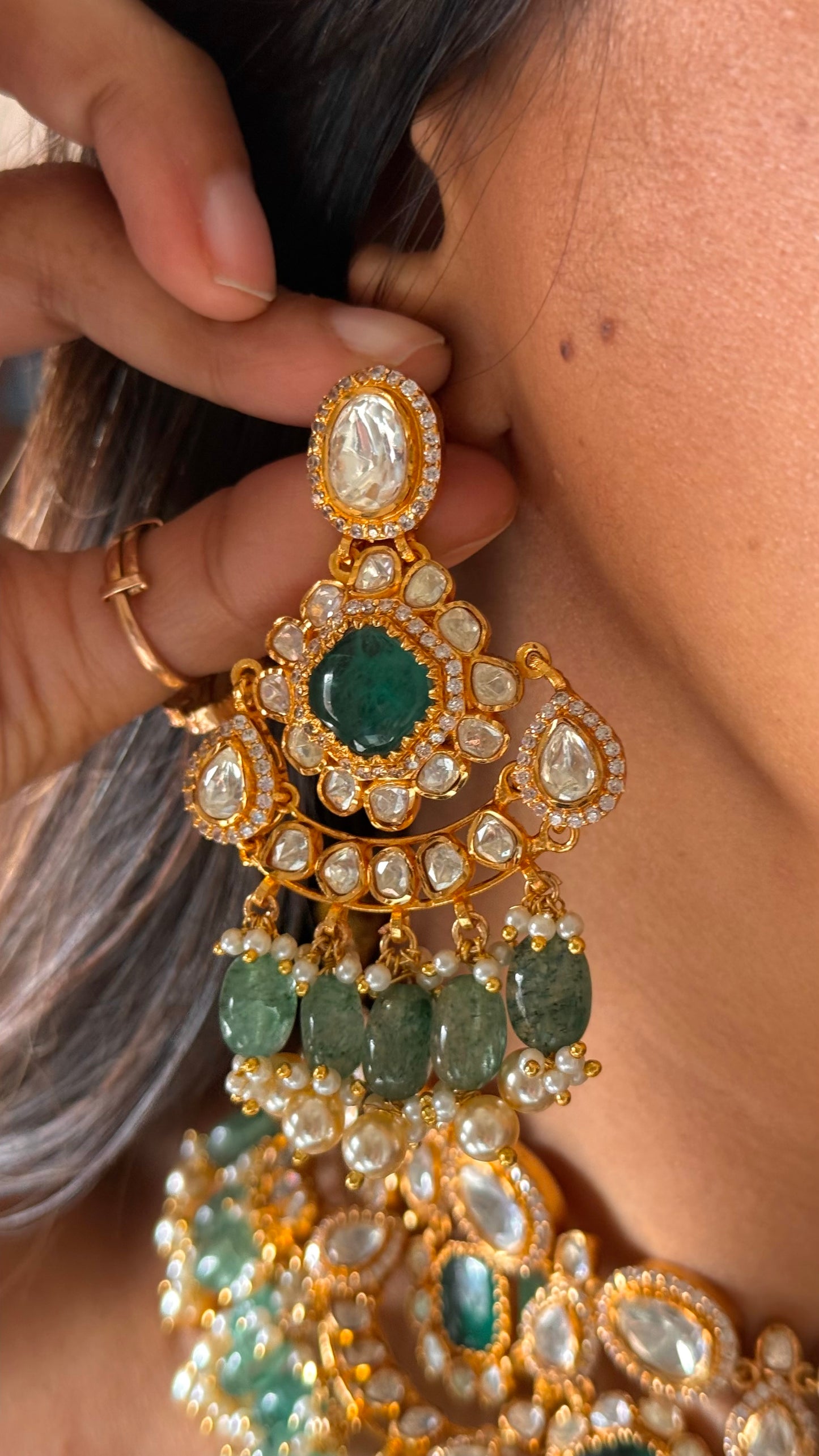 Real moissanite emerald designer necklace