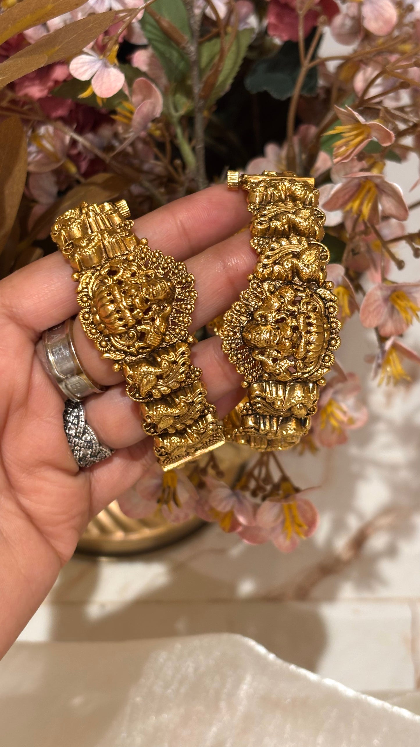 Goddess Lakshmi inspired temple bangles