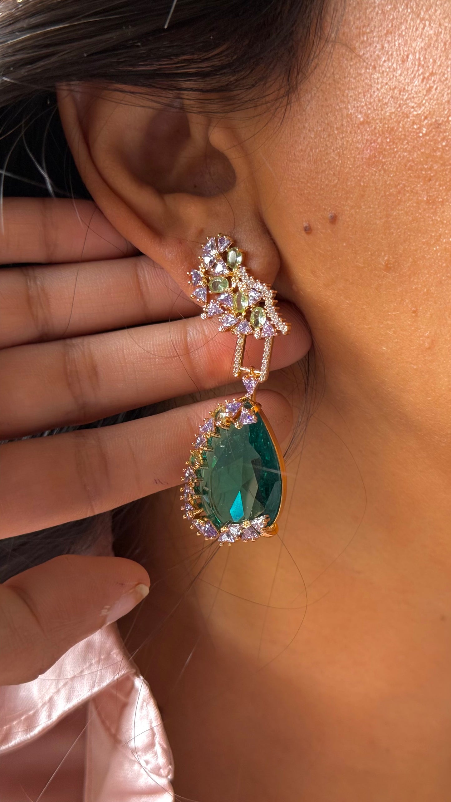 Large Emerald Green Drop Earrings