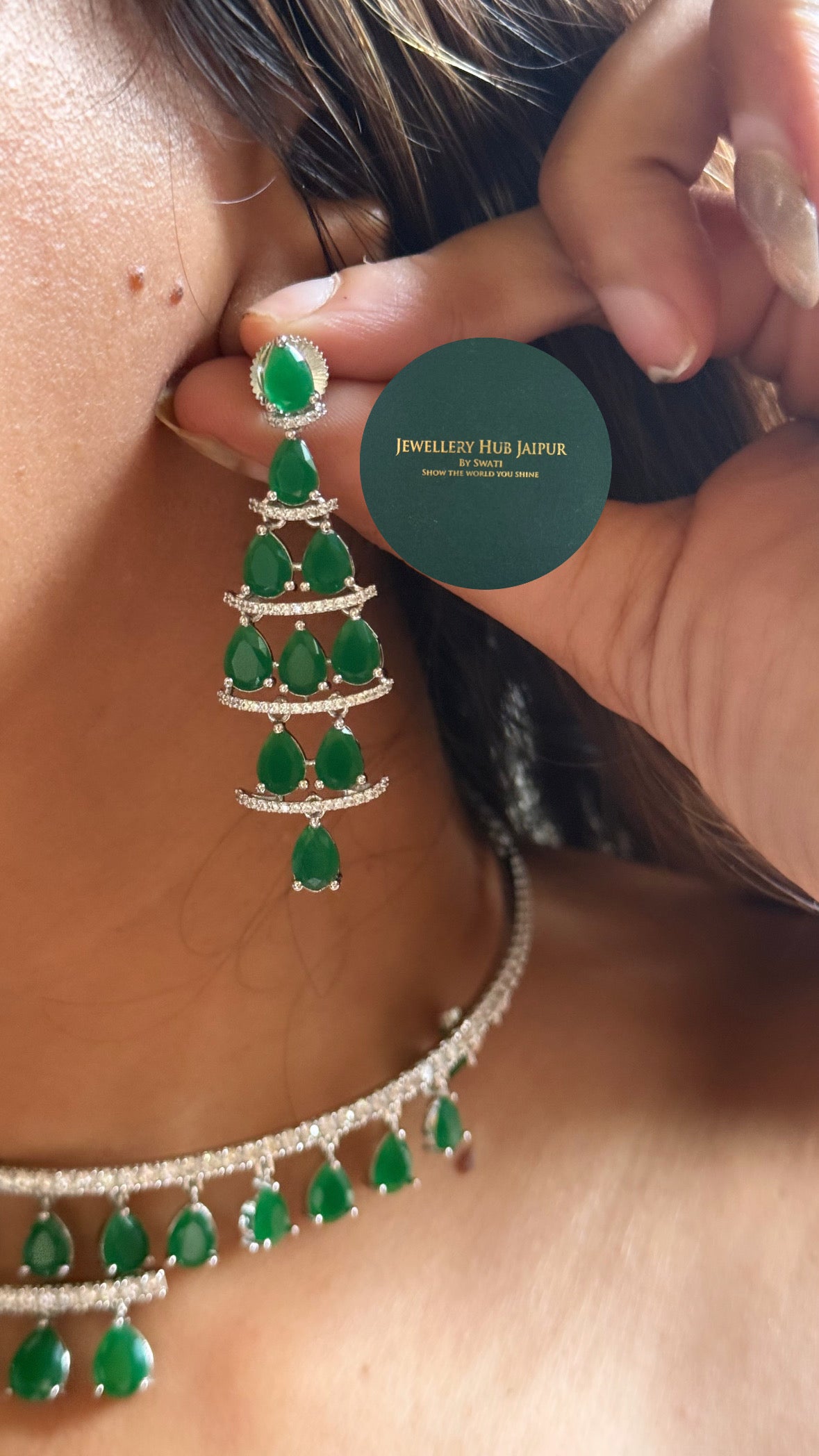 LUMINÉ Emerald Diamond hanging designer cocktail minimal set