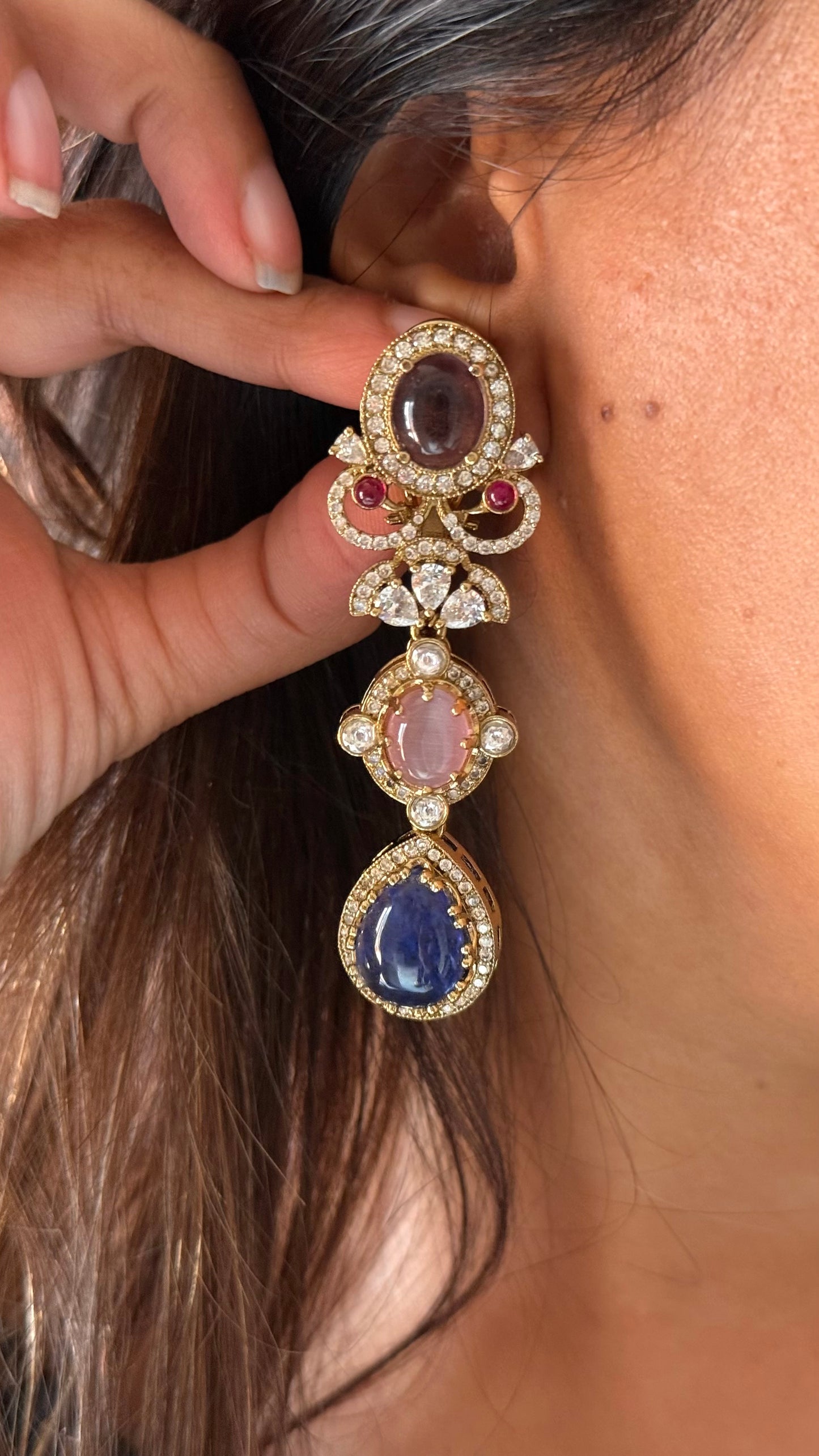 Sabyasachi inspired doublet stone earrings