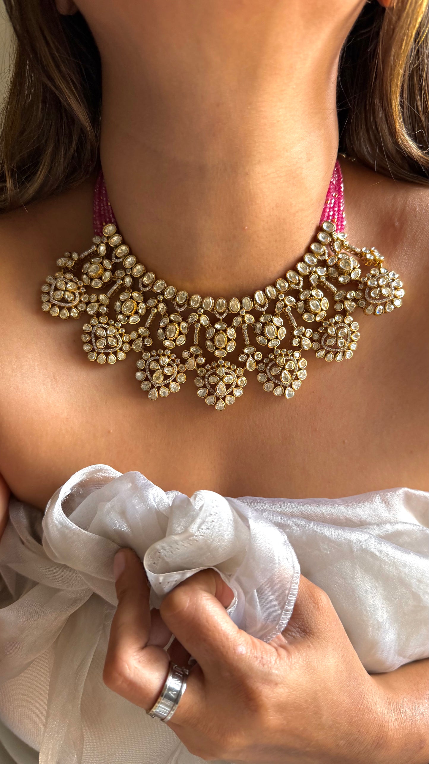 Royal Polki designer necklace with ruby srings
