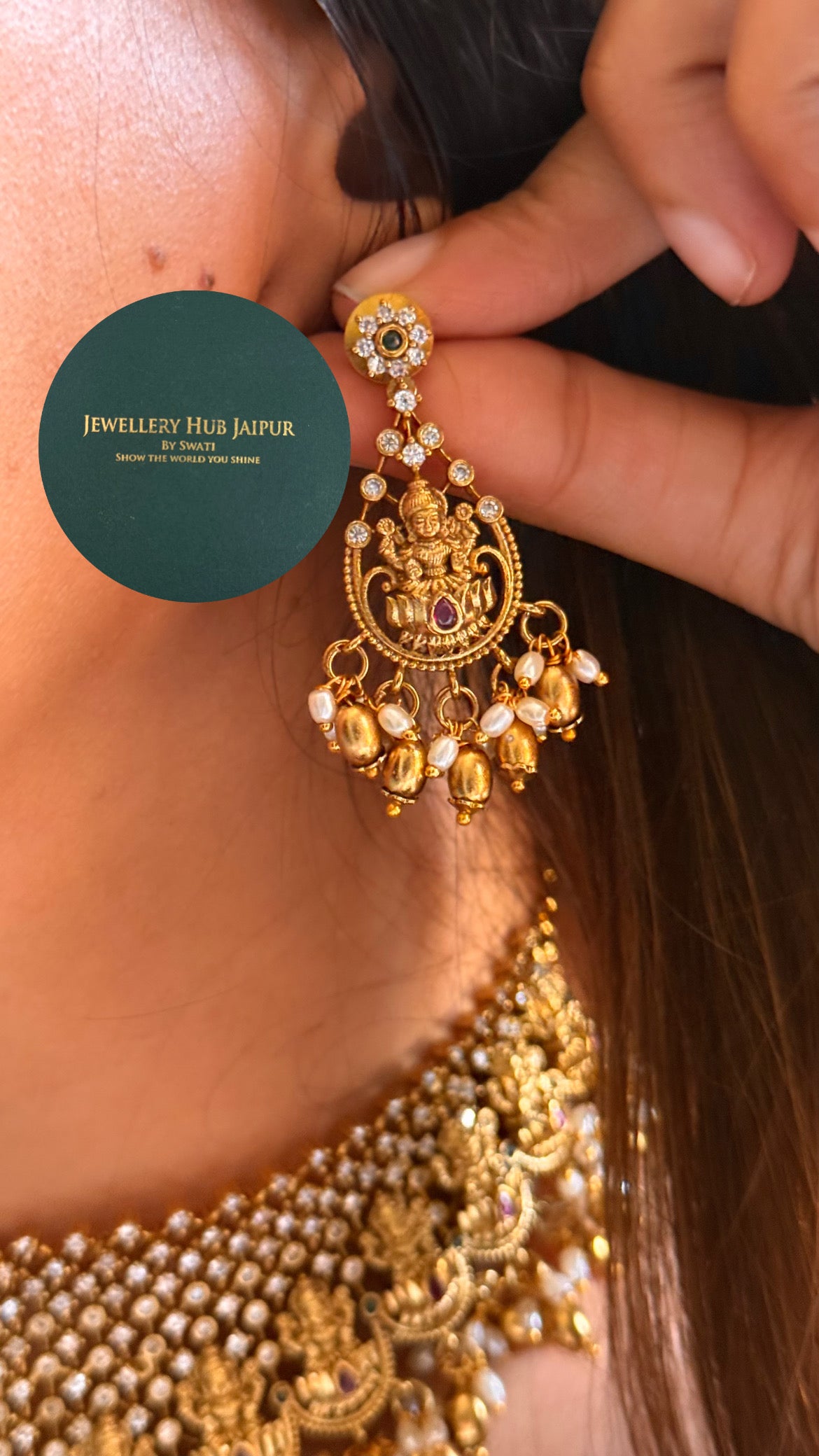 Goddess laxmi designer temple choker set