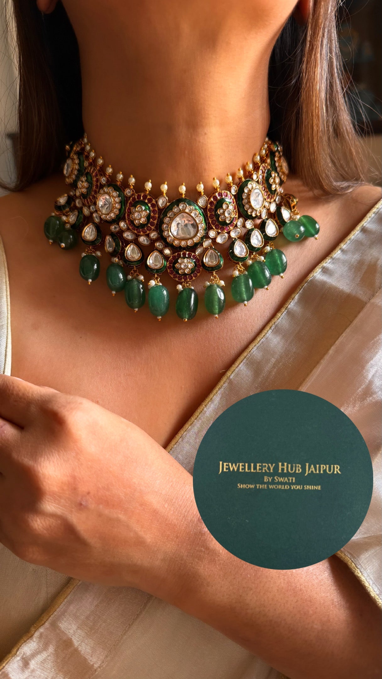 Emerald meenakari bridal combo