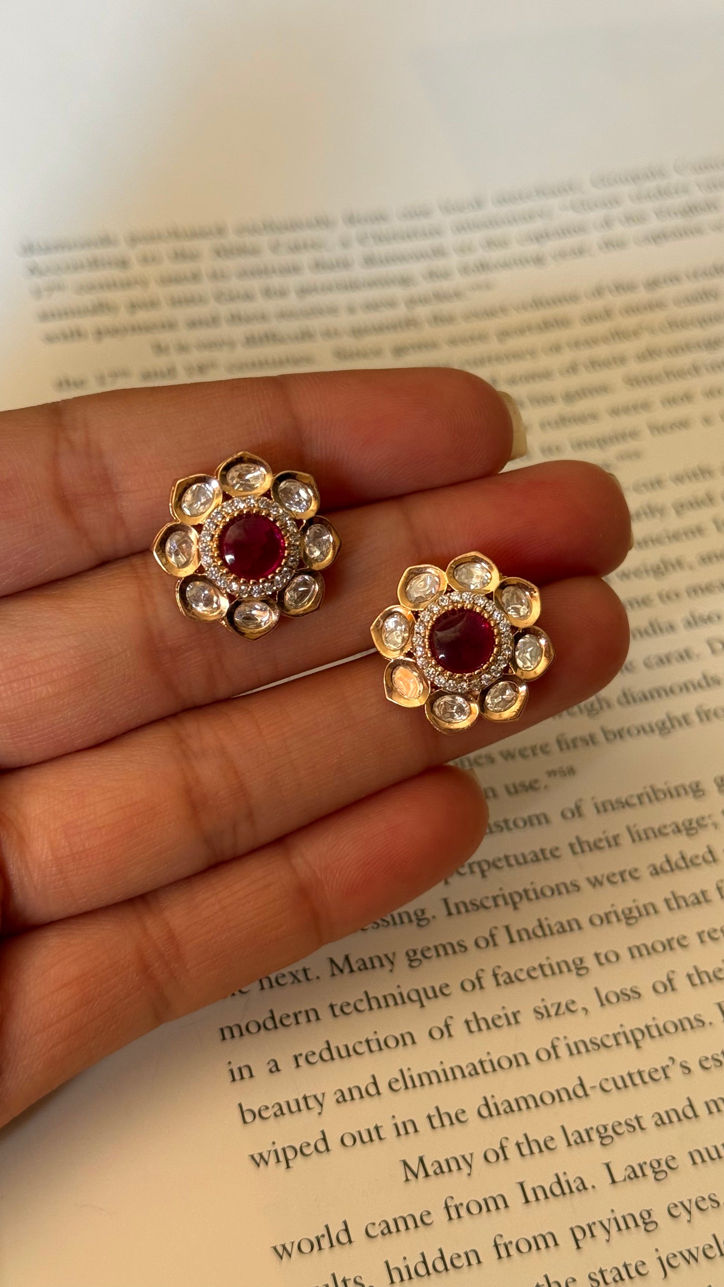 Ruby floral studs