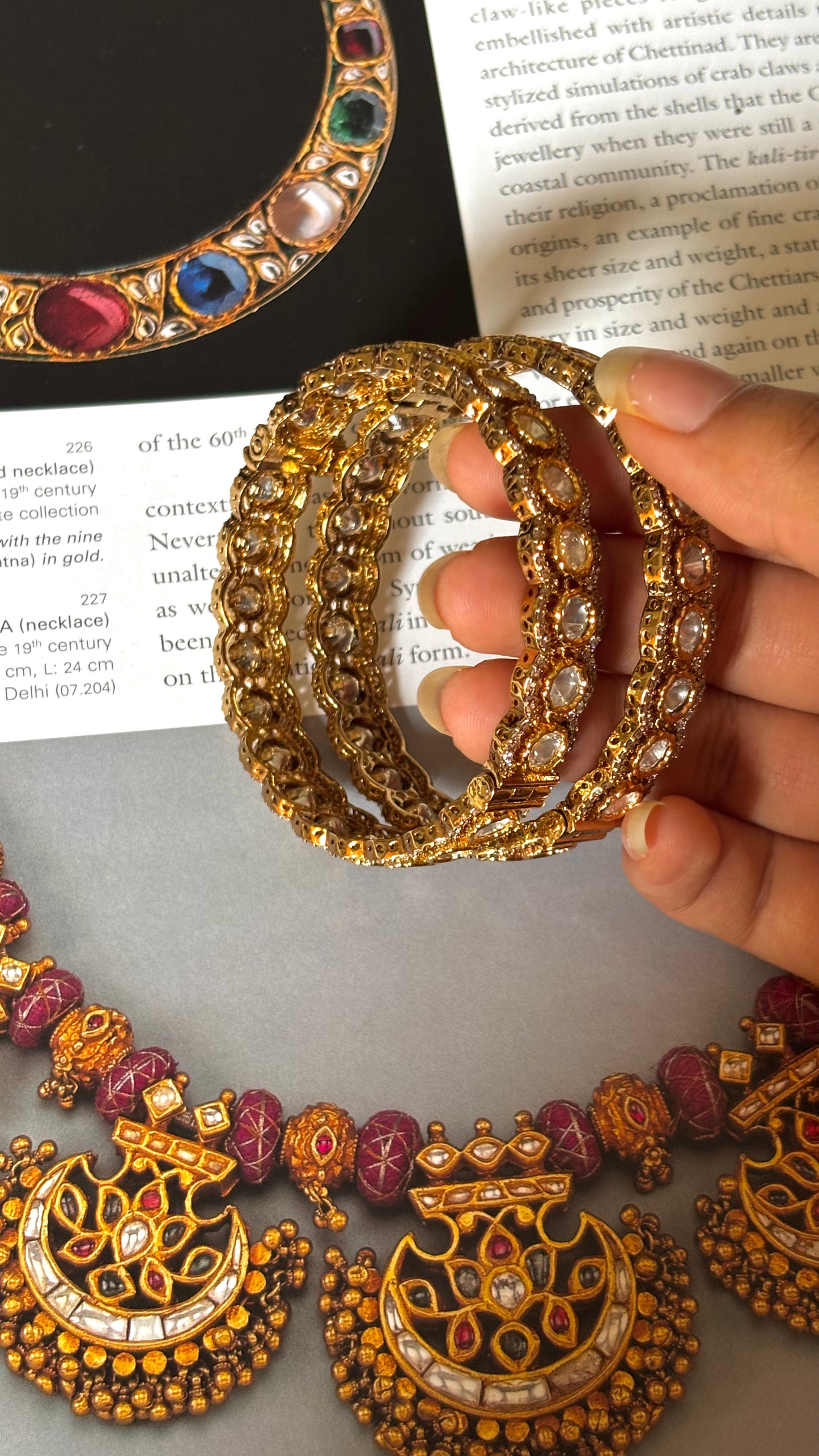 Real moissanite Victorian diamond polki bangles