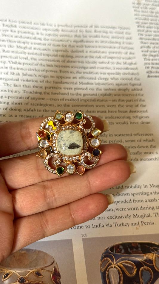 Sabyasachi inspired with real stone adjustable ring