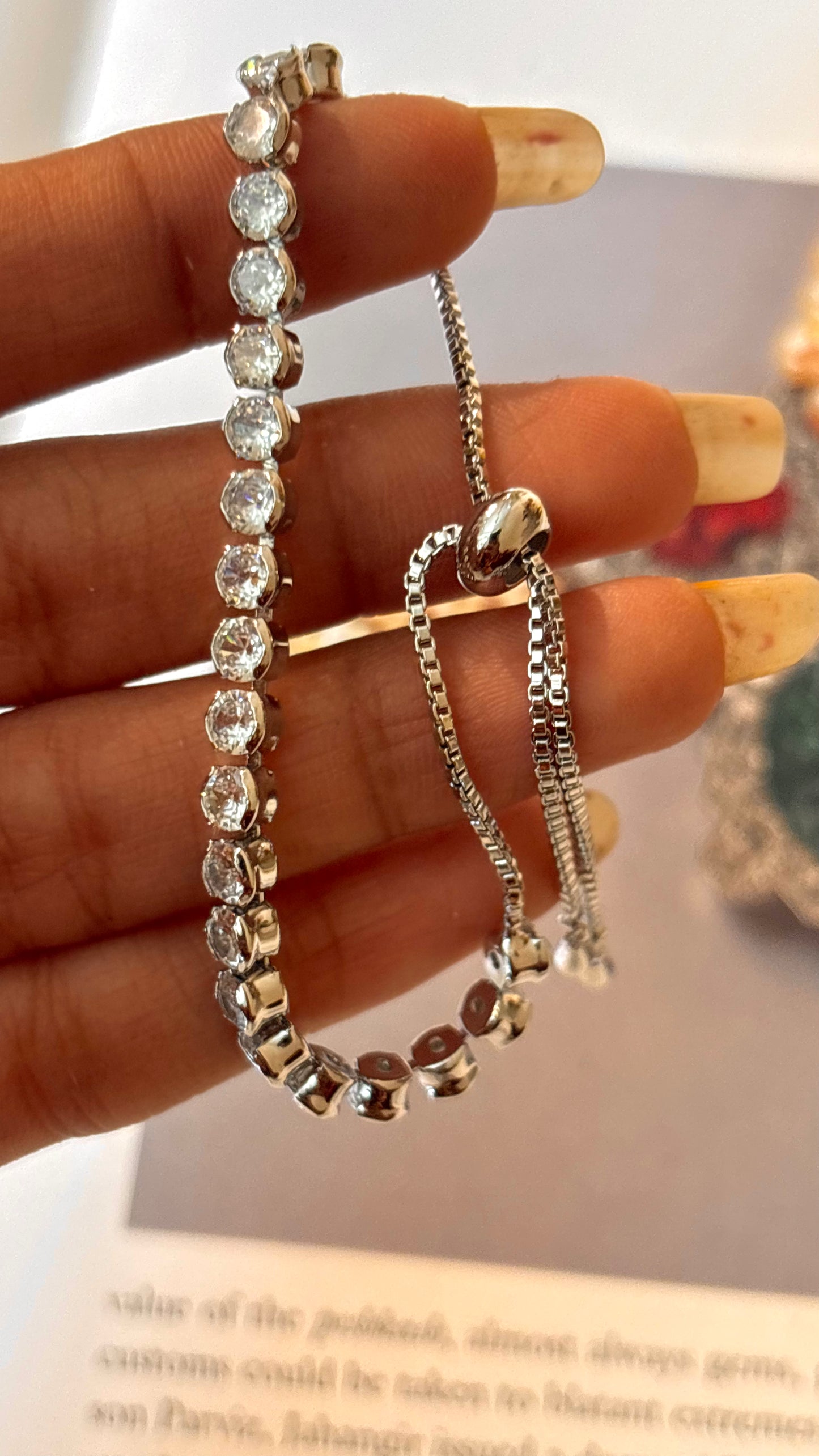 Cz diamond gold adjustable bracelet