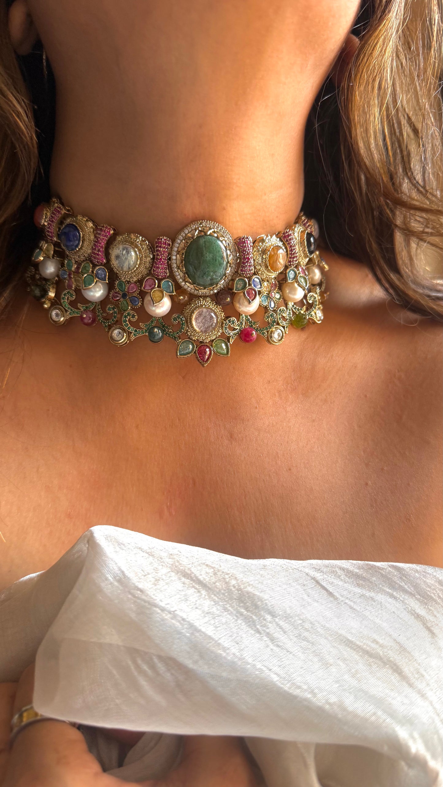 Sabya inspired vintage choker with Mother of Pearl detailing