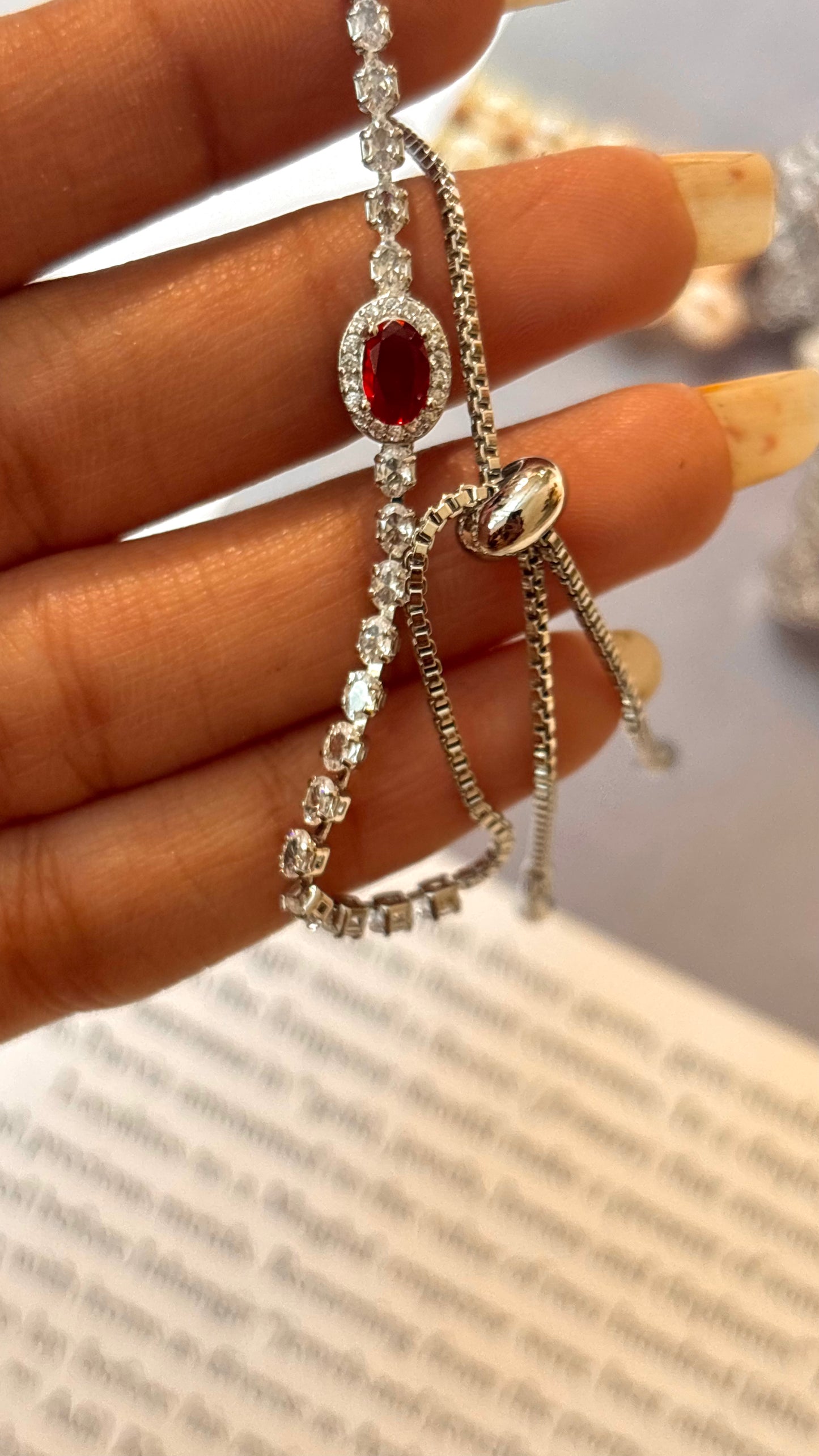 Ruby cz diamond adjustable bracelet