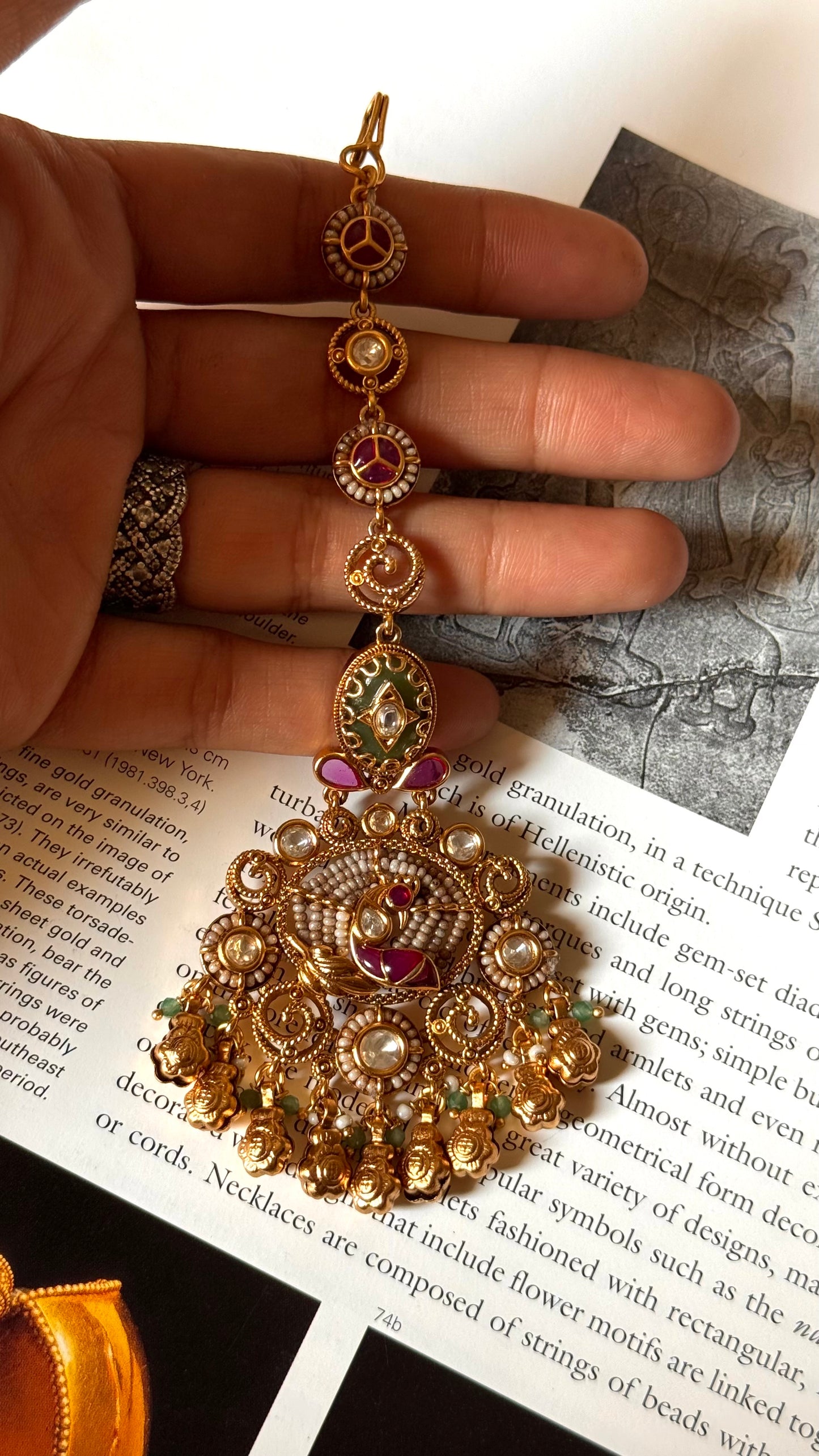 Peacock inspired with gungroo drop rajwada Maangtika