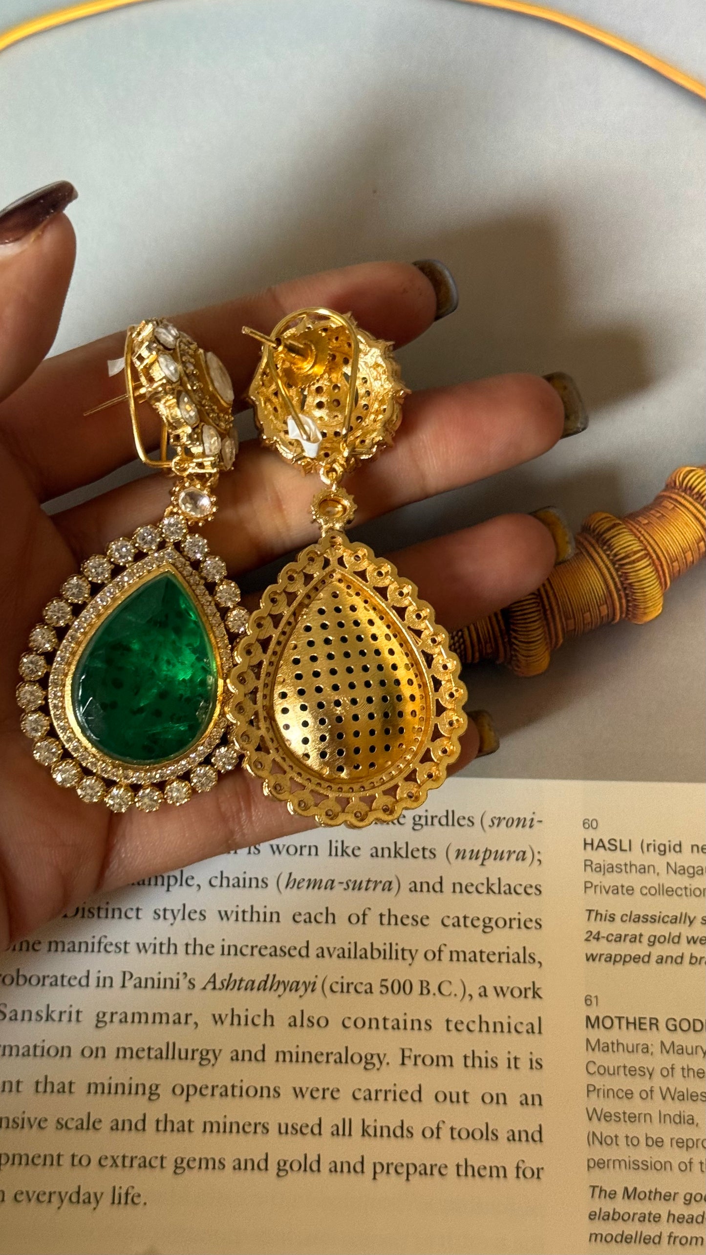 Emerald doublet Moissanite earrings