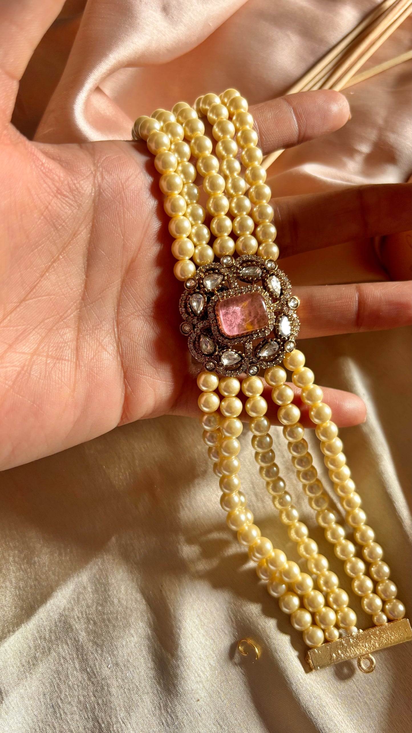 Heer Rose quartz Victorian minimalist choker