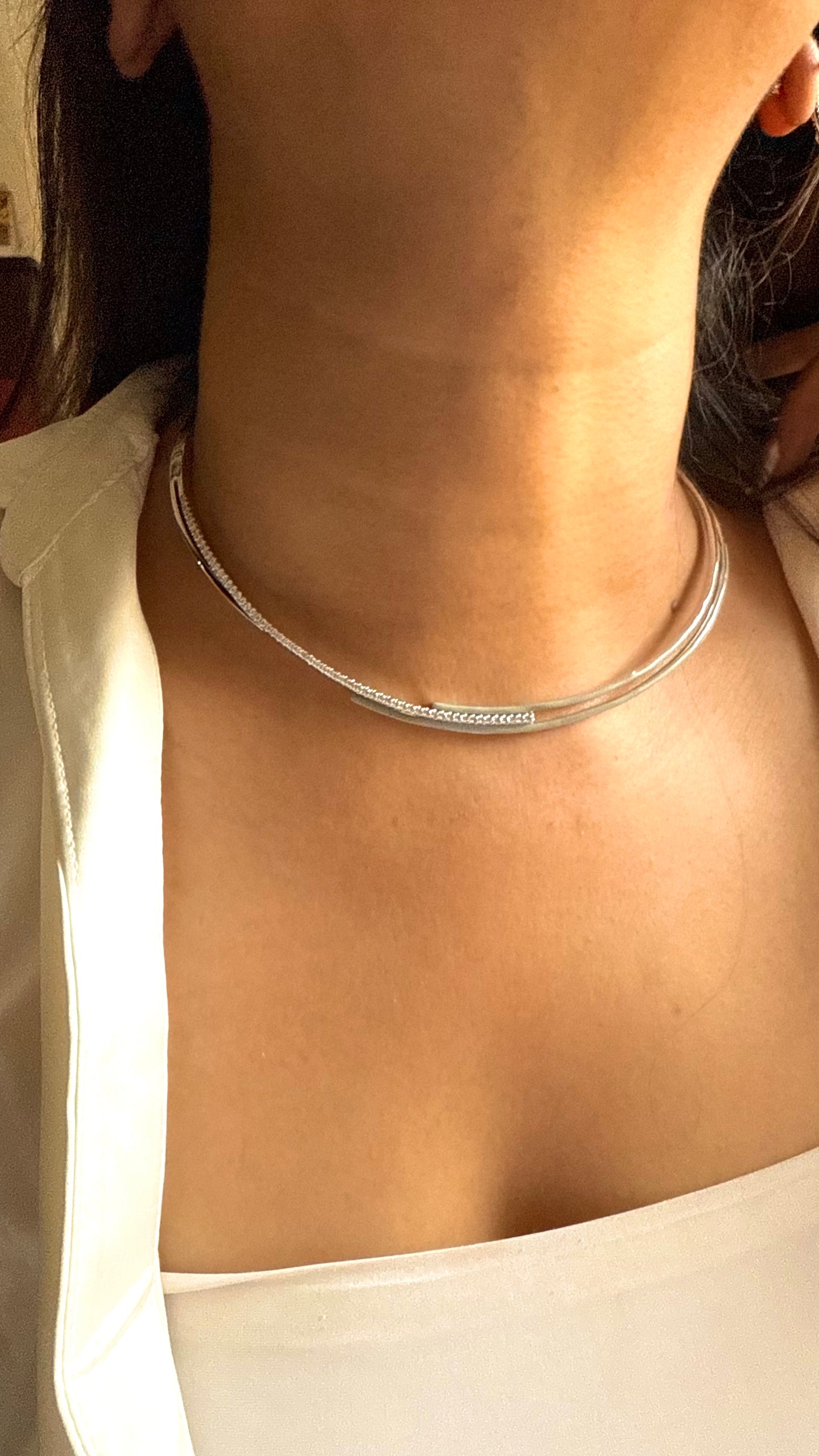 Silver moissanite designer necklace