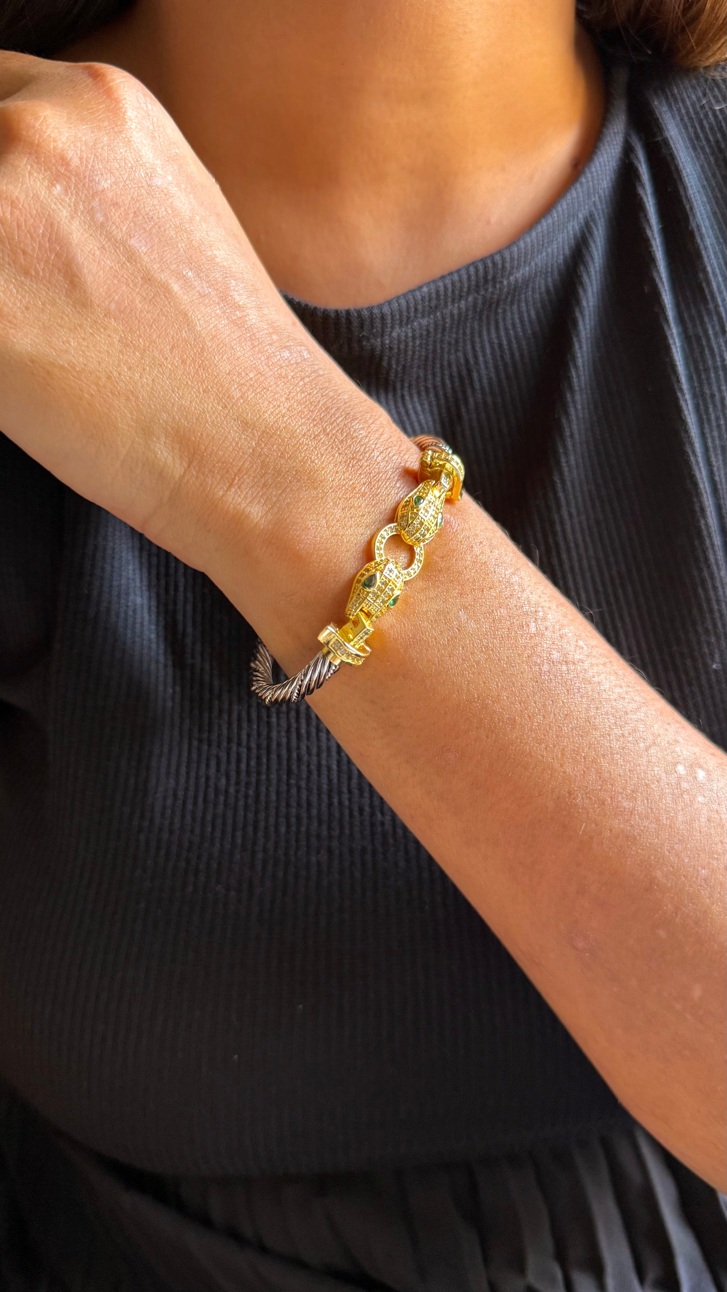 Emerald Eye Panther Link Bracelet