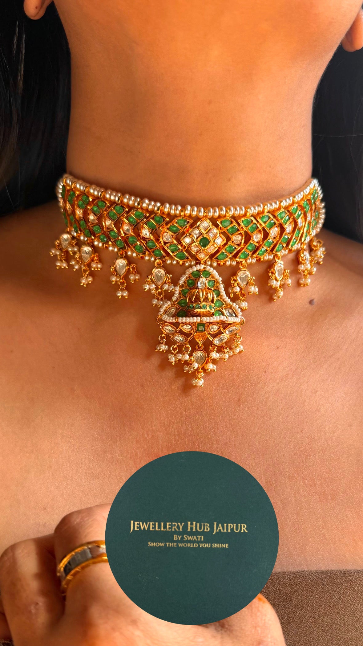 Real moissanite heritage choker necklace set